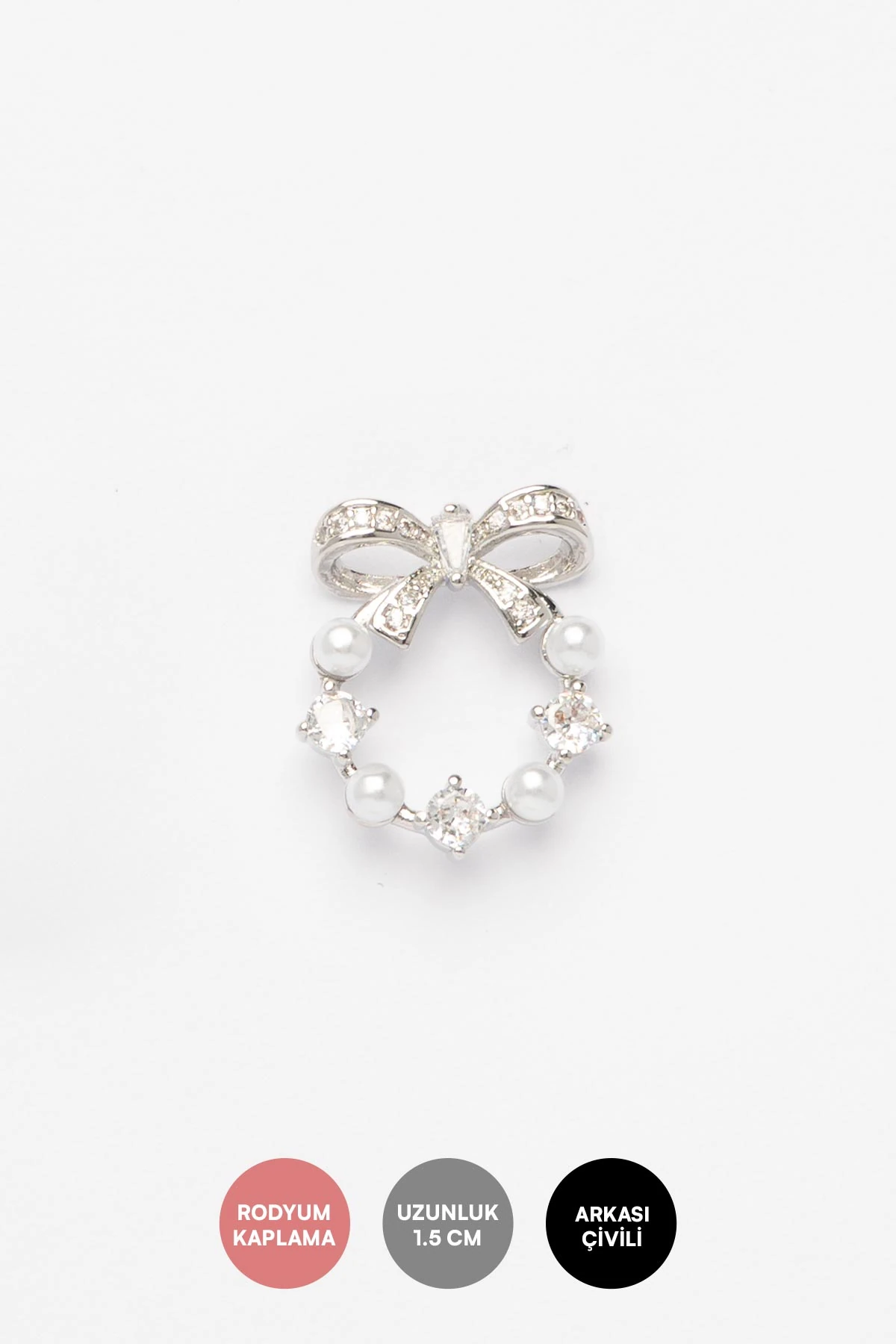 Silver Zirkon Detay Kurdela Ve İncili Çelenk Tasarım Glory Küpe AKE9500