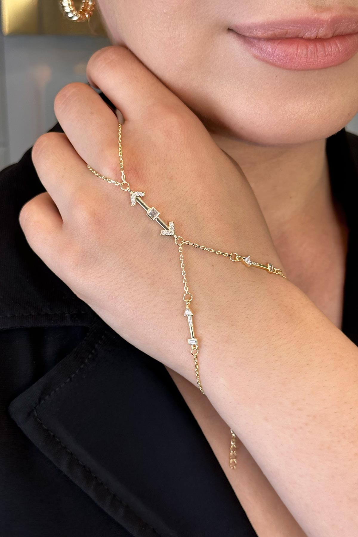 Gold Kristal Detay Zirkon Oklar Şahmeran ASH1113