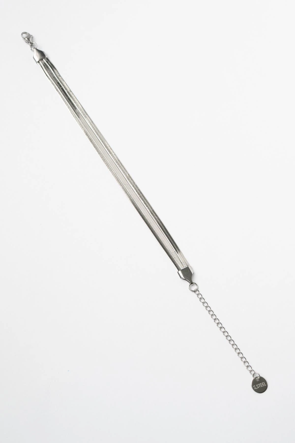 Silver Üçlü İtalyan Zincir Çelik Bileklik ABL1509