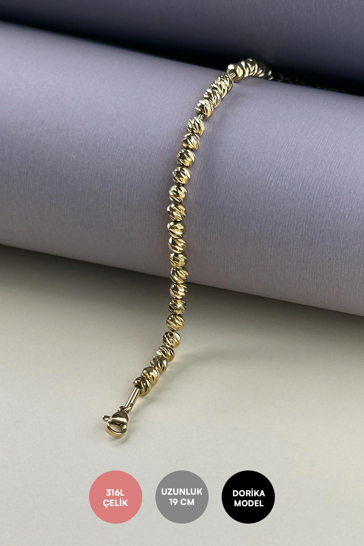 Sıra Gold Dorica Topçuk Çelik Bileklik ABL6027