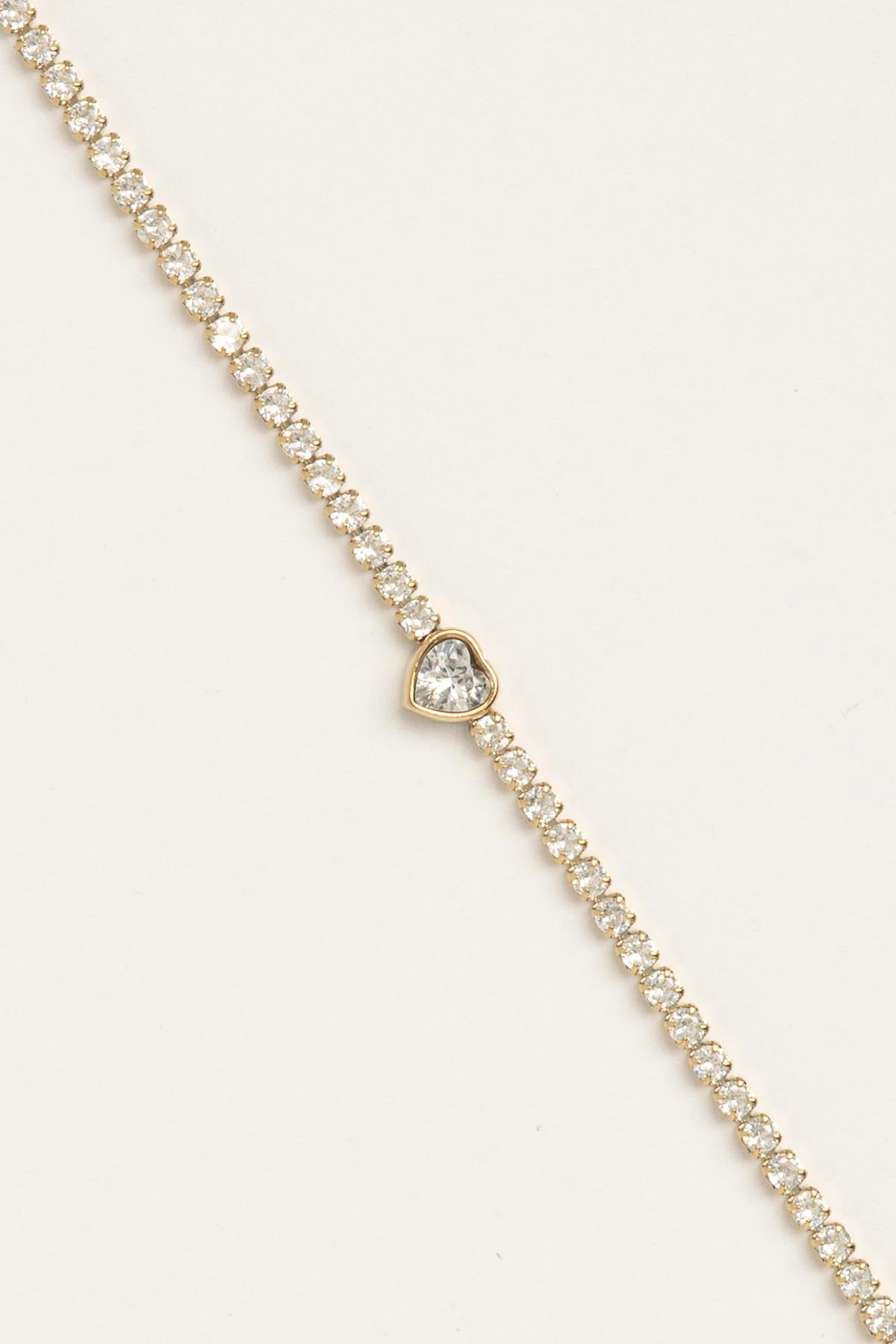 Gold Minimal Suyolu Tasarım Kalp Tektaş Detay Çelik Bileklik ABL7557