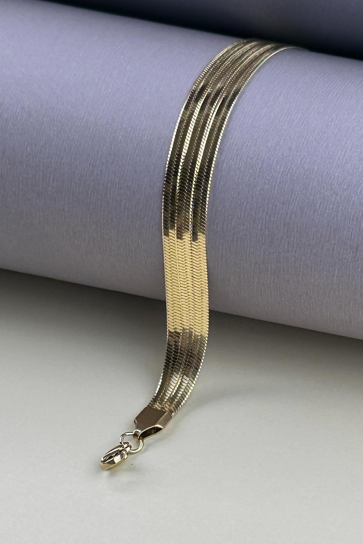 Gold Üçlü İtalyan Zincir Çelik Bileklik ABL0952
