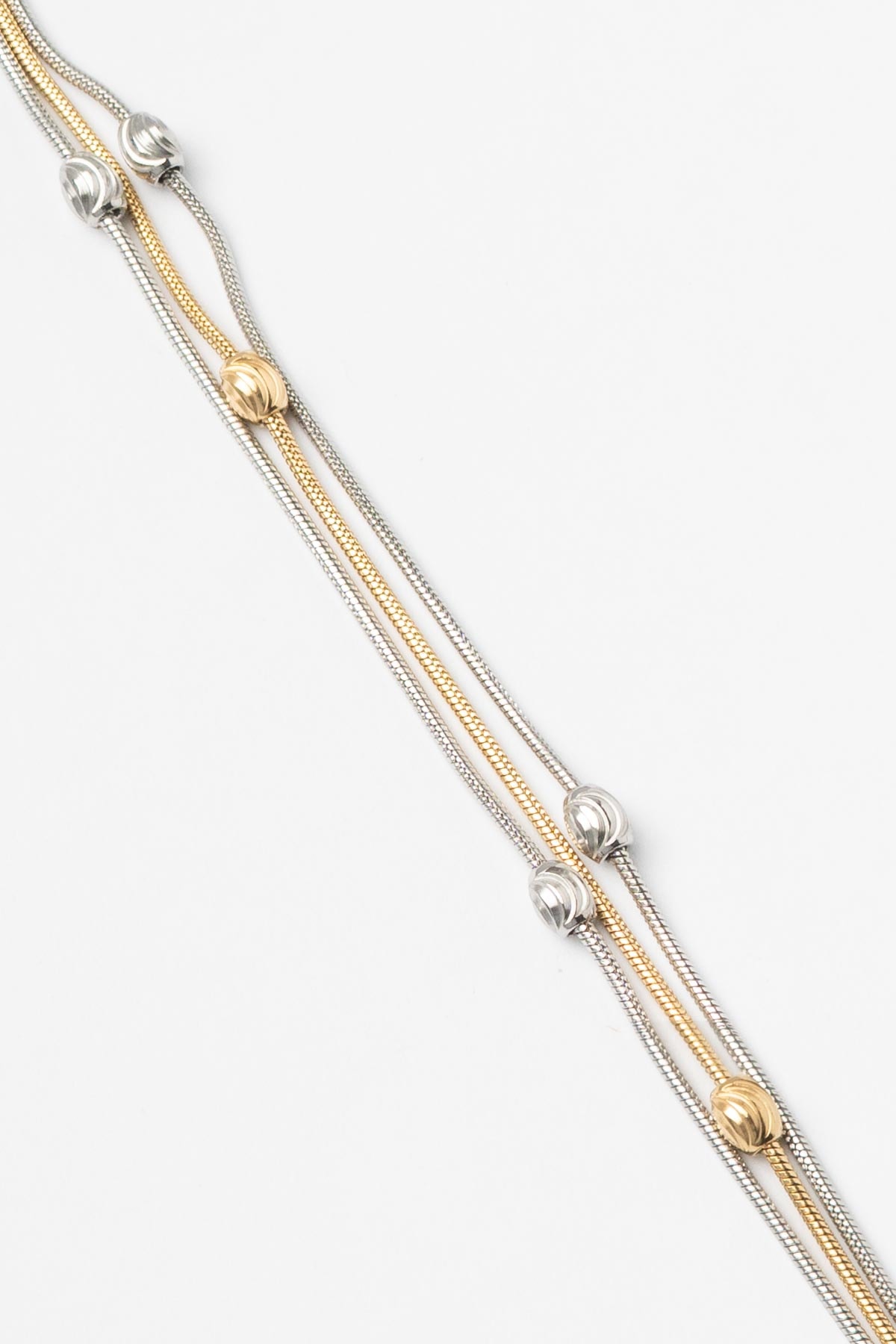 Gold Silver Tasarım Lazer Kesim Oval Topçuklu Çoklu Boru Zincir Çelik Bileklik ABL7208
