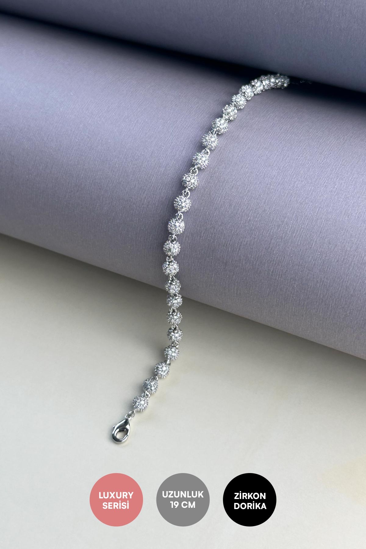 Silver Kristal Toplar Sıralı  Bileklik ABL7300