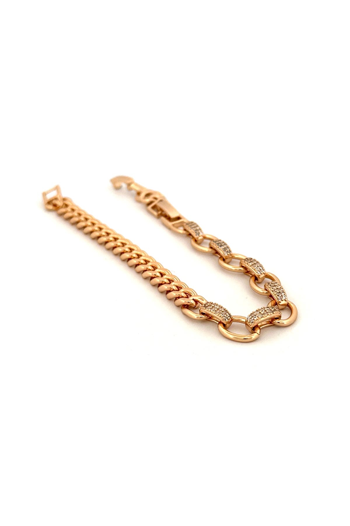 Yarı Gold Basic Zincir Yarı Zirkon Palermo Tasarım Luxury Bileklik ABL6857