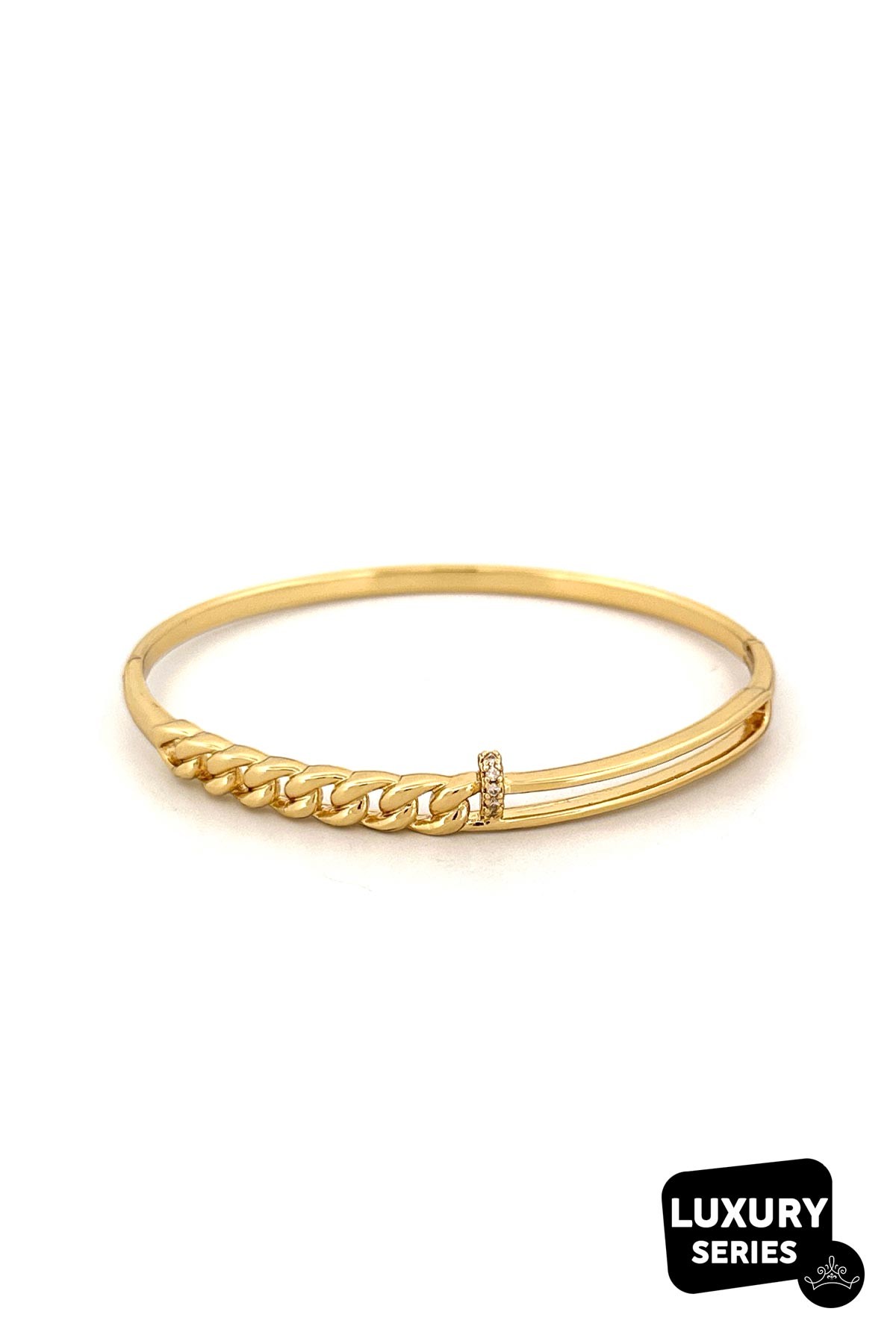 Gold Zirkon Detay Curb Zincir Tasarım Luxury Kelepçe ABL7093