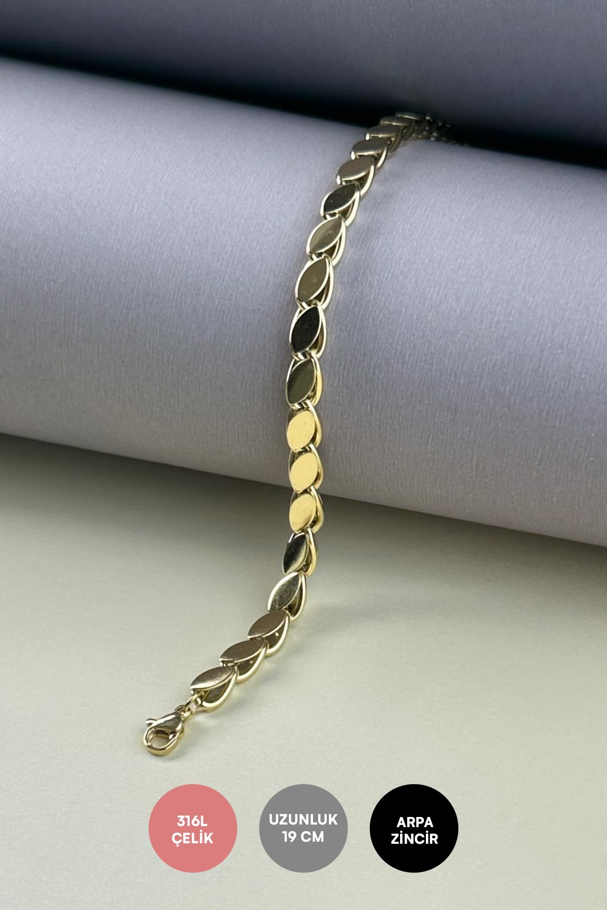 Gold Arpa Tasarım Çelik Bileklik ABL1906