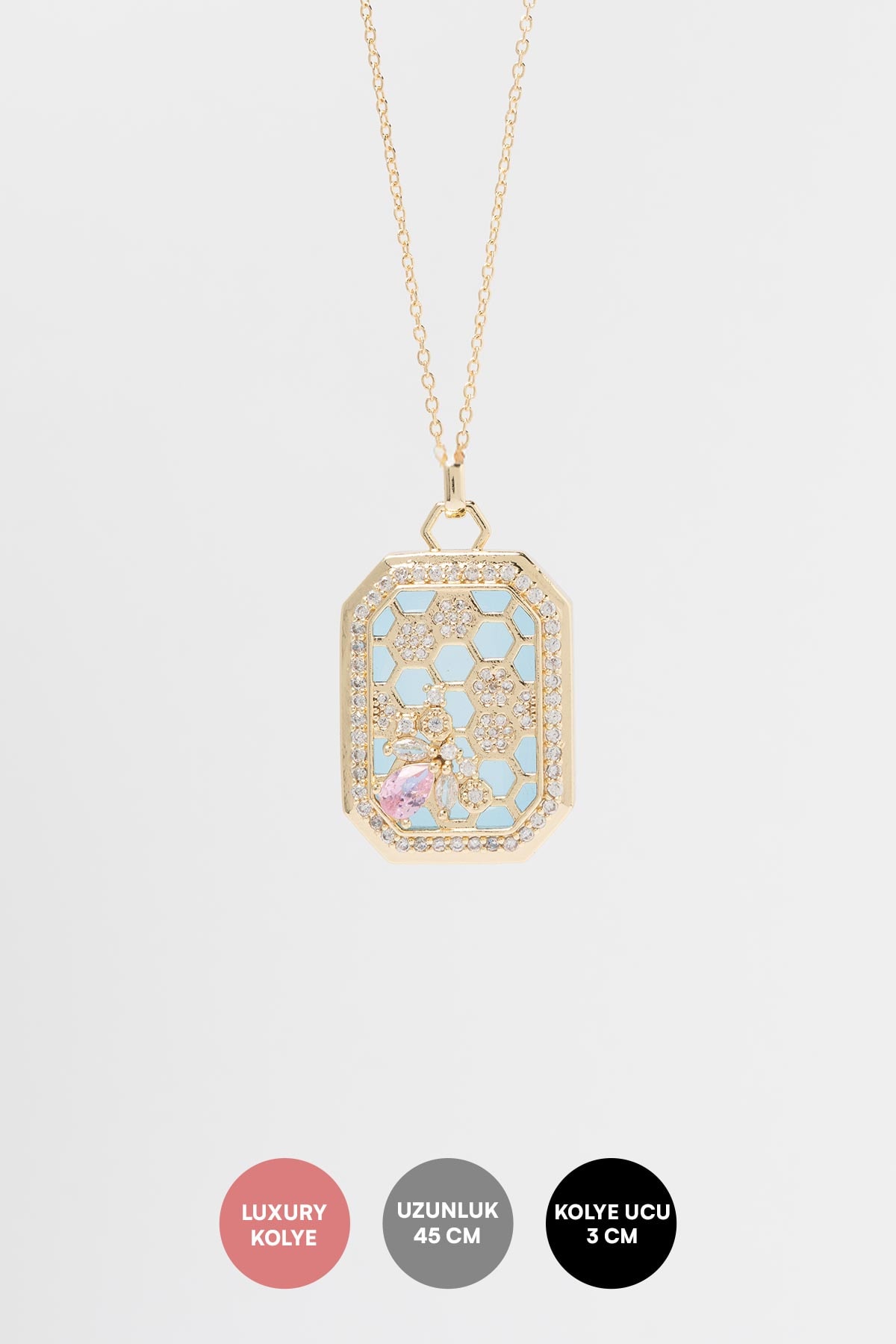 Golden Hive Blue Luxury Kolye AKL4274