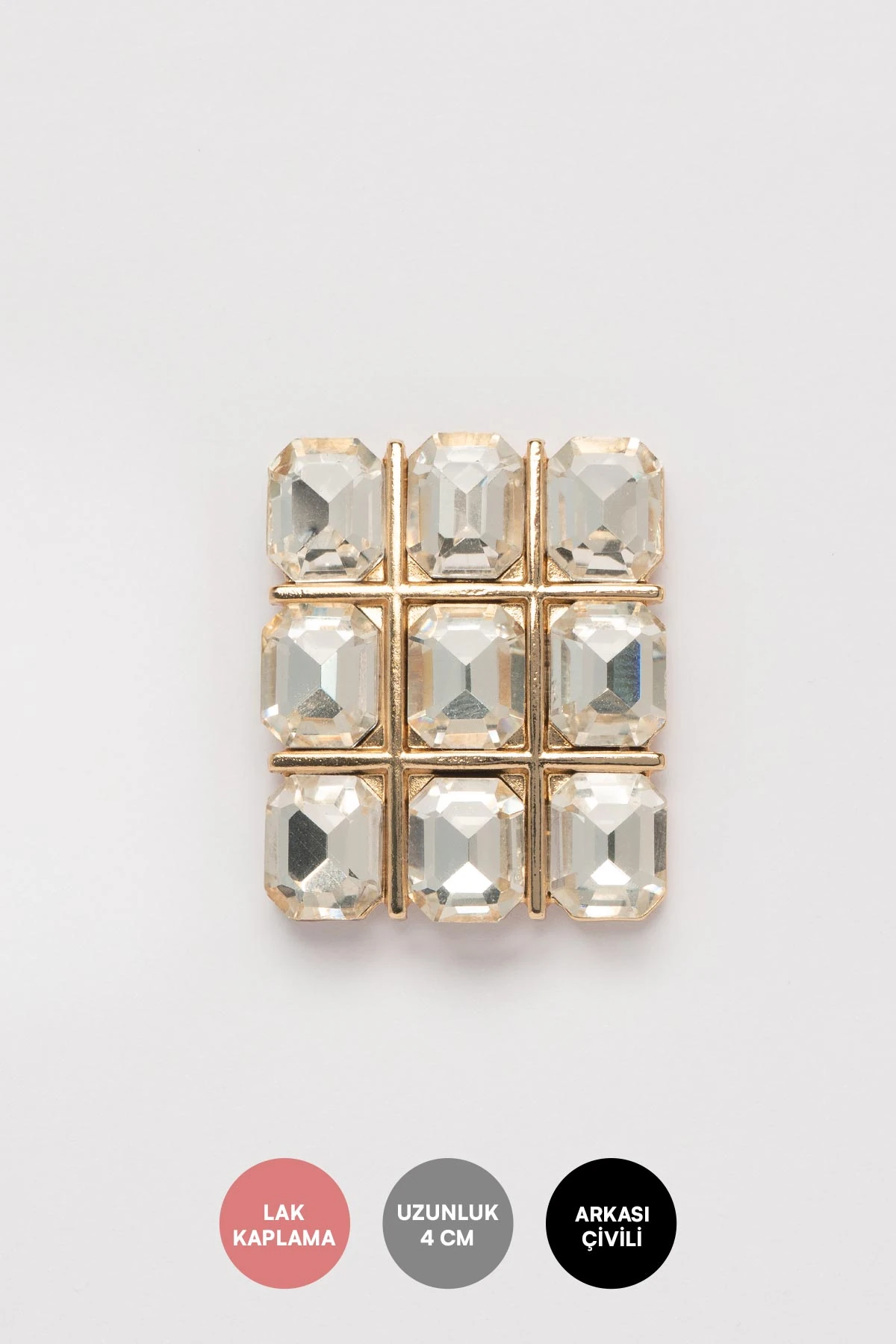 Gold Beyaz Taşlı Kare Büyük Stefany Küpe AKE9570