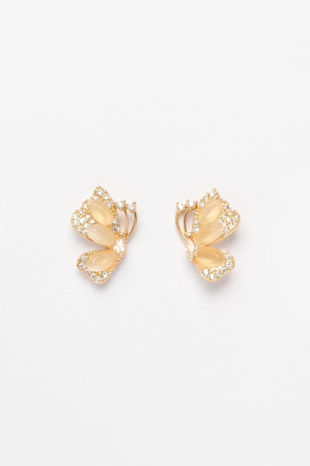 Gold Zirkon Detay Tek Taraflı Kelebek Görünümü Tasarım Glory Küpe AKE9489