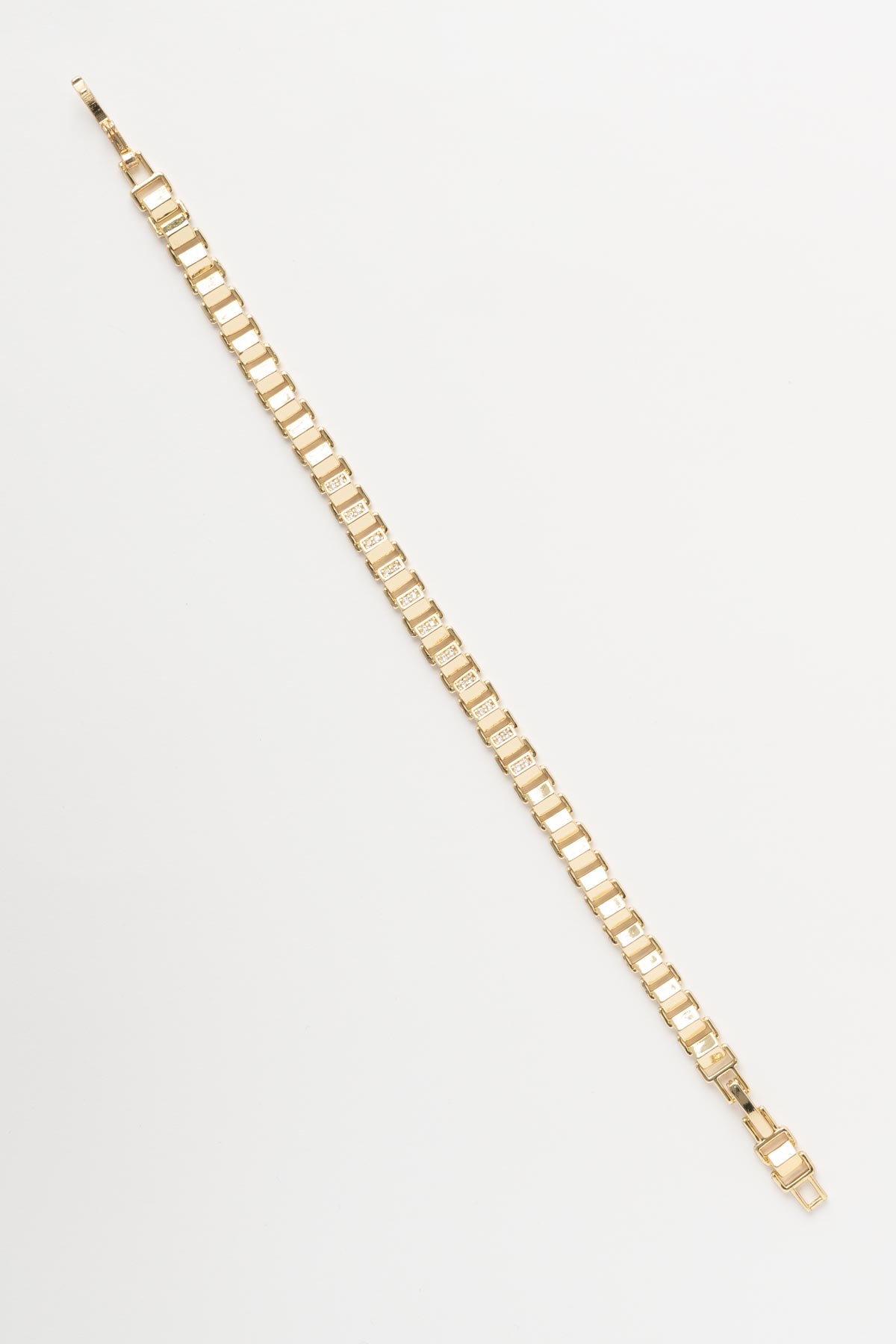 Gold 14K Zirkon Detay Merdiven Tasarım Luxury Bileklik ABL7512