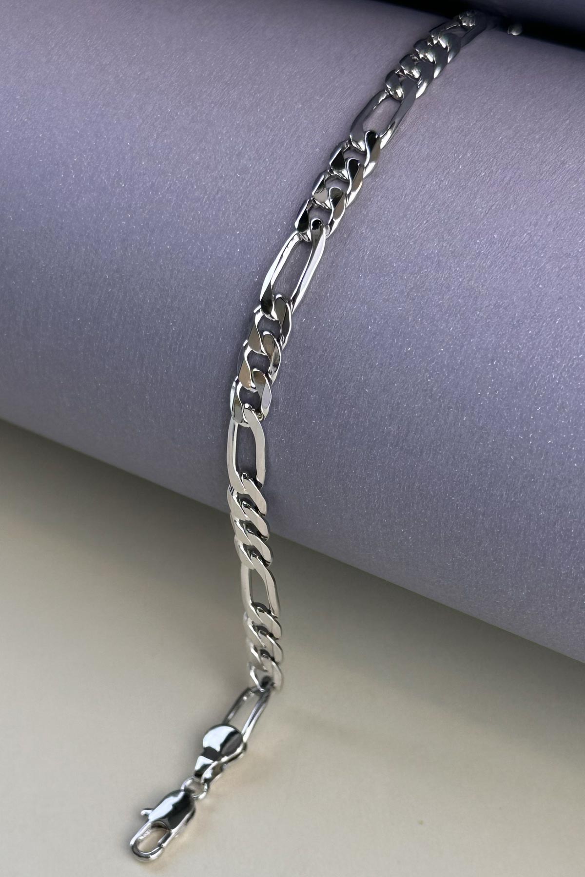 Silver Yassı Figaro Zincir Tasarım Luxury Bileklik ABL7168