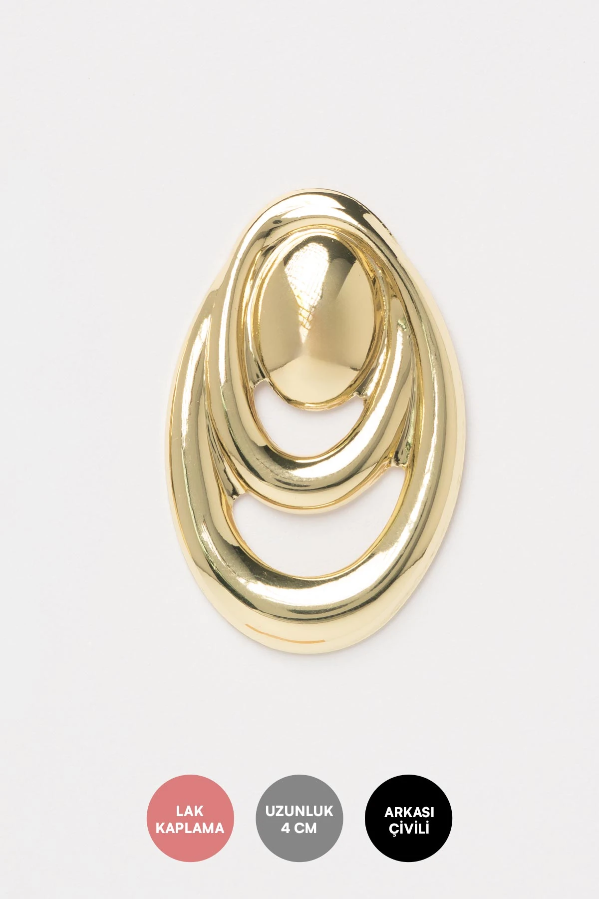 Gold İç İçe Katmanlı Oval Stefany Küpe AKE9677