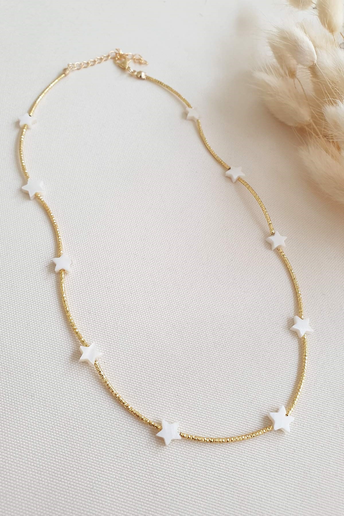 Seyrek Sedef Yıldızlı Lazer Gold Kolye 45 Cm Akl1110