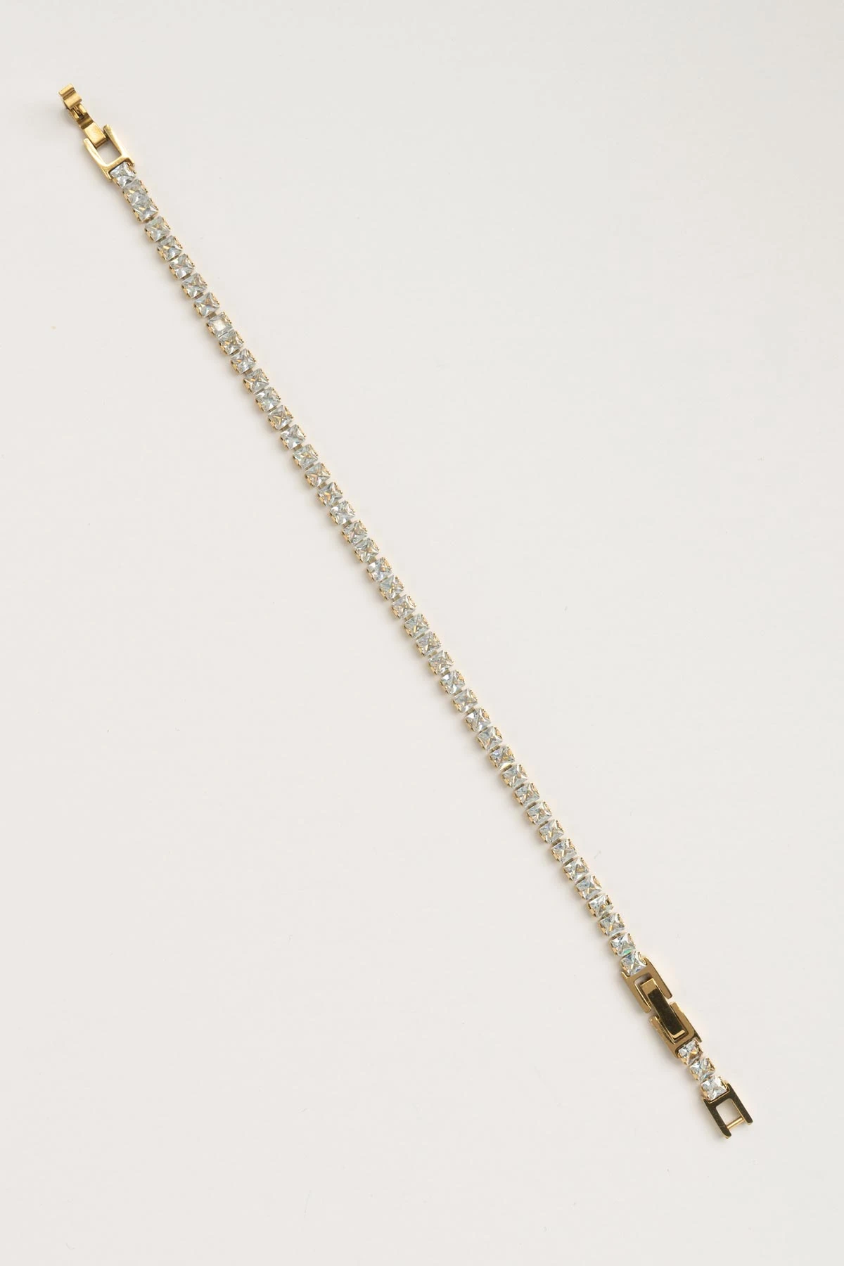 Gold Kare Taş Su Yolu Çelik Bileklik ABL7566