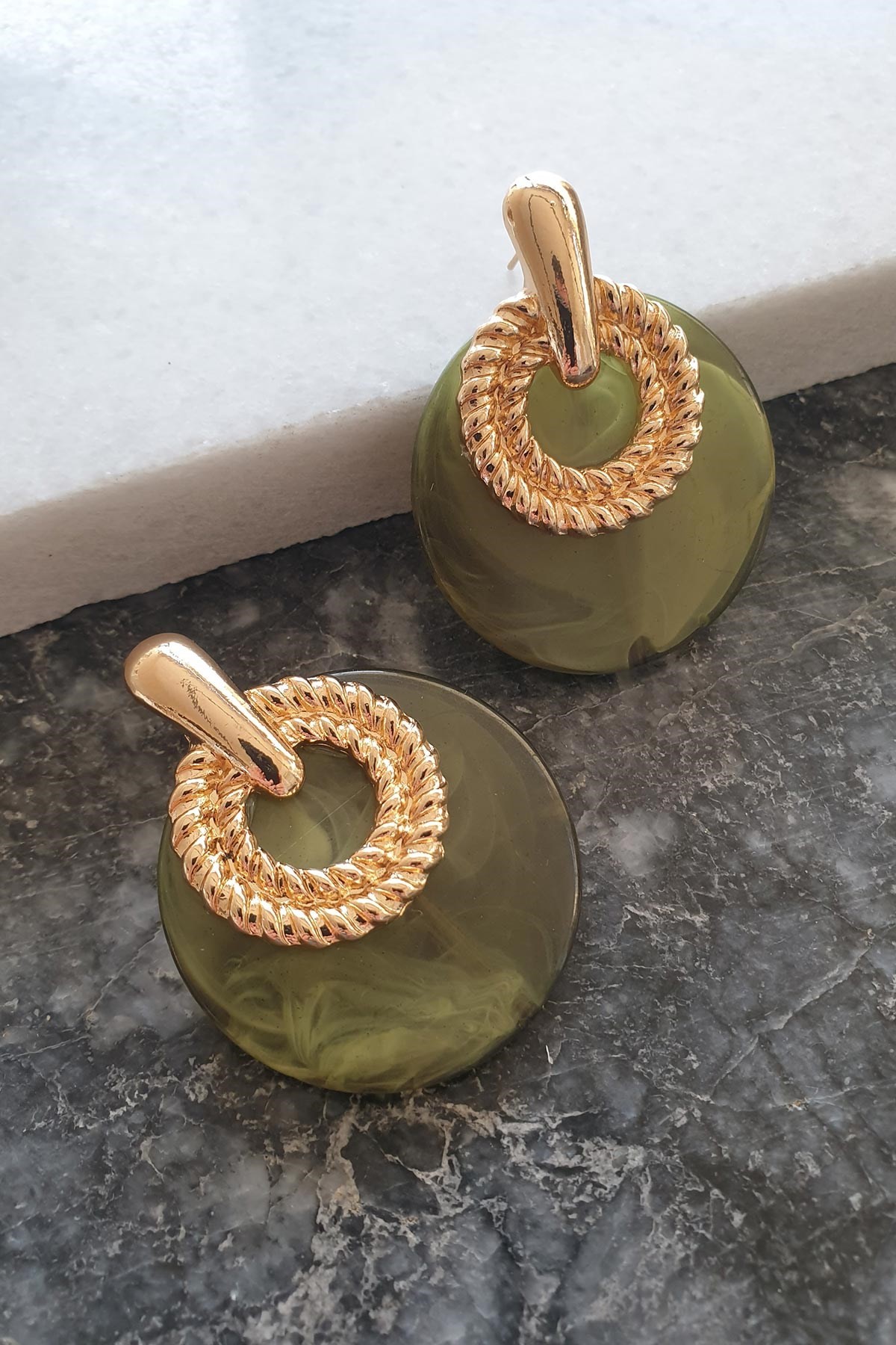 Gold Green Stewie Küpe AKE5080
