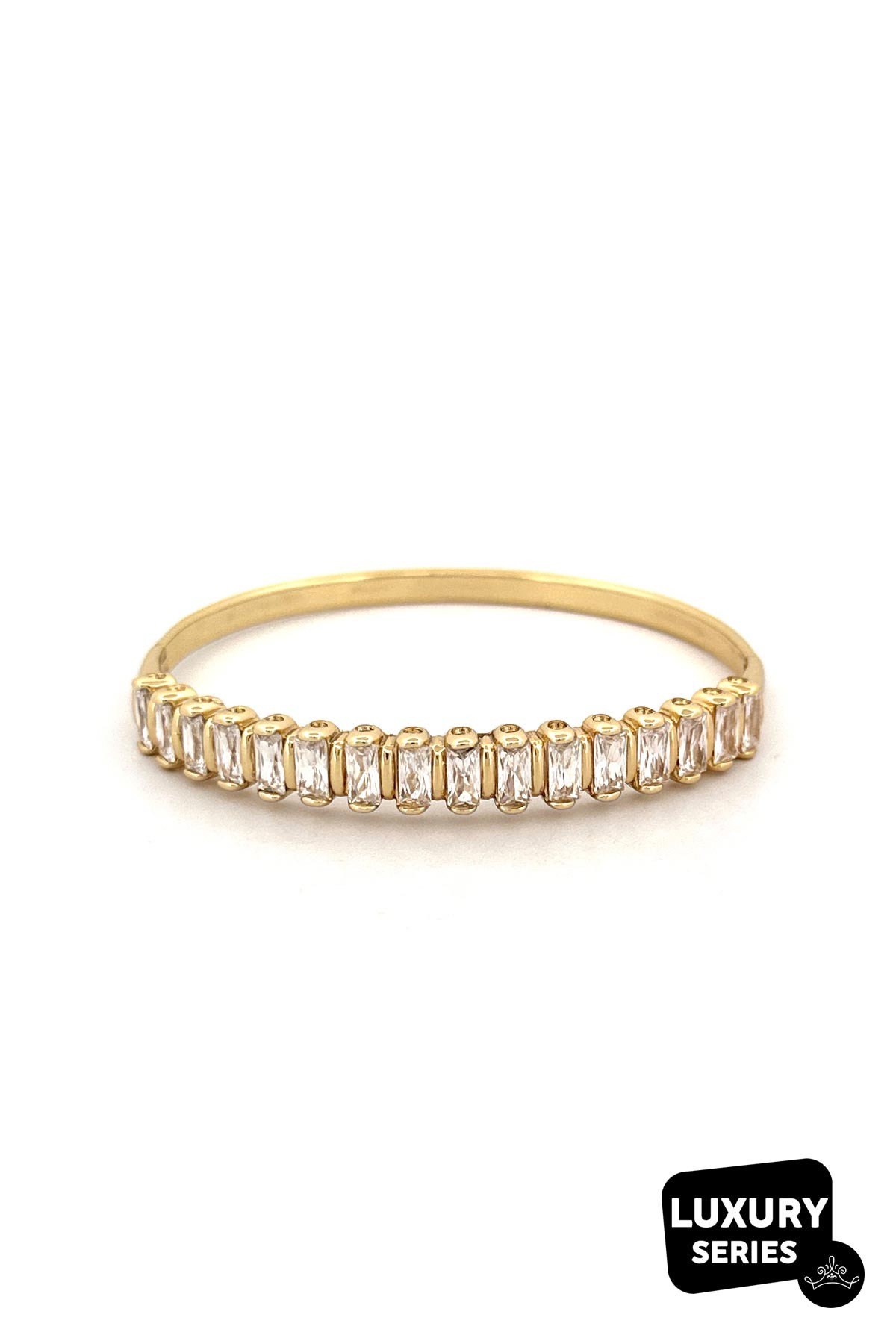 Gold Tasarım Sıra Baget Taşlar Luxury Kelepçe ABL7081