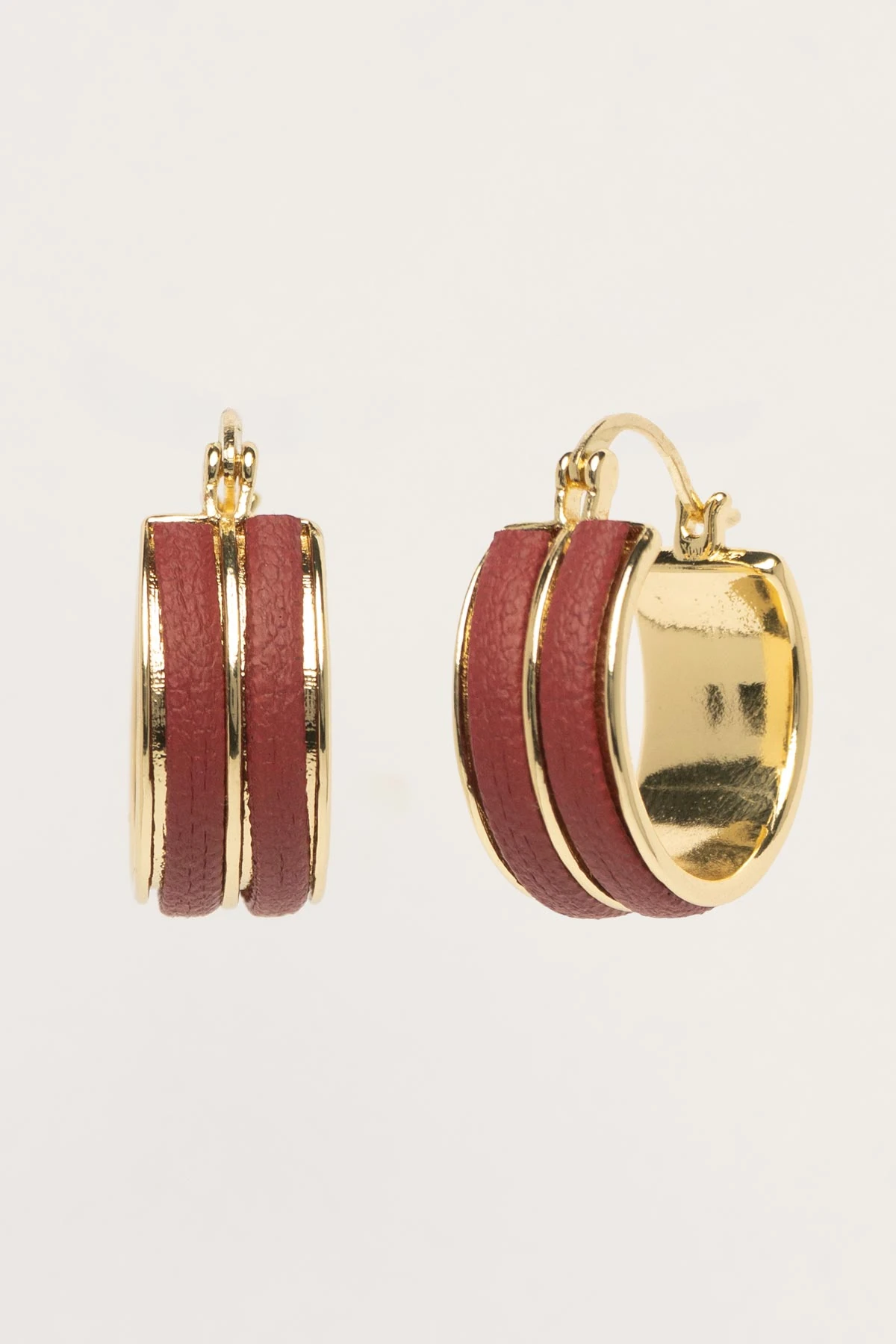 Bordo Çift Çizgi Halka Stefany Küpe AKE9776