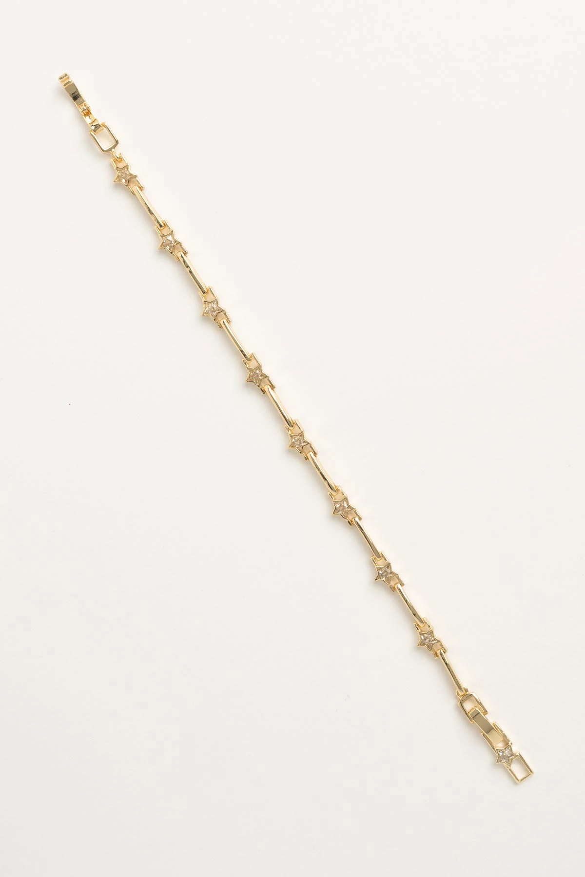 Gold Minimal Kristal Yıldız Sıralı Luxury Bileklik ABL7618