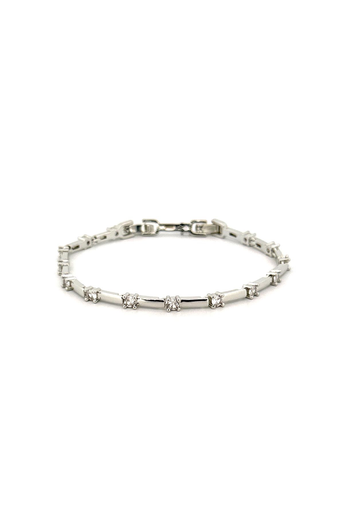 Silver Sıra Slim Külçe Ve Tektaş Bileklik ABL7130