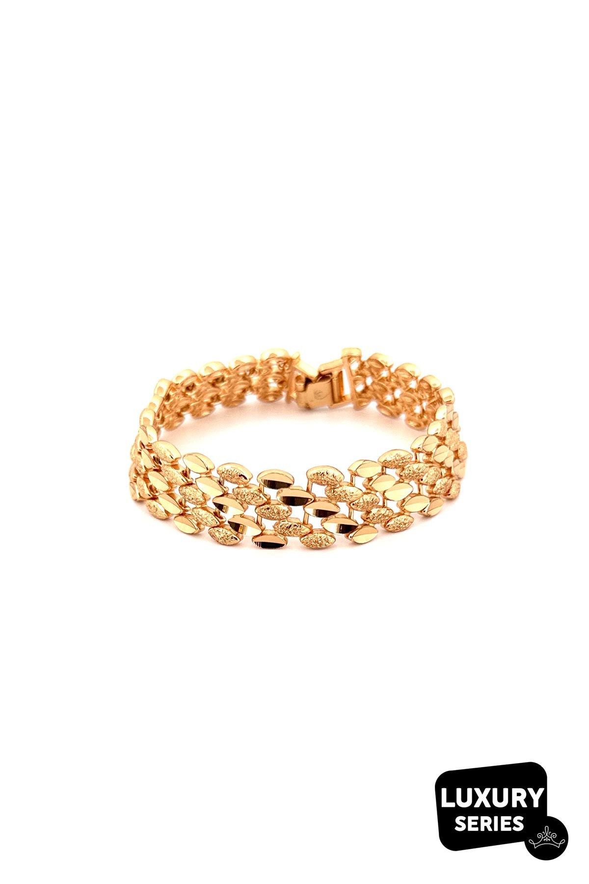 Gold Zirkon Kaplama Beşli Sıra Elipsler Luxury Bileklik ABL6784