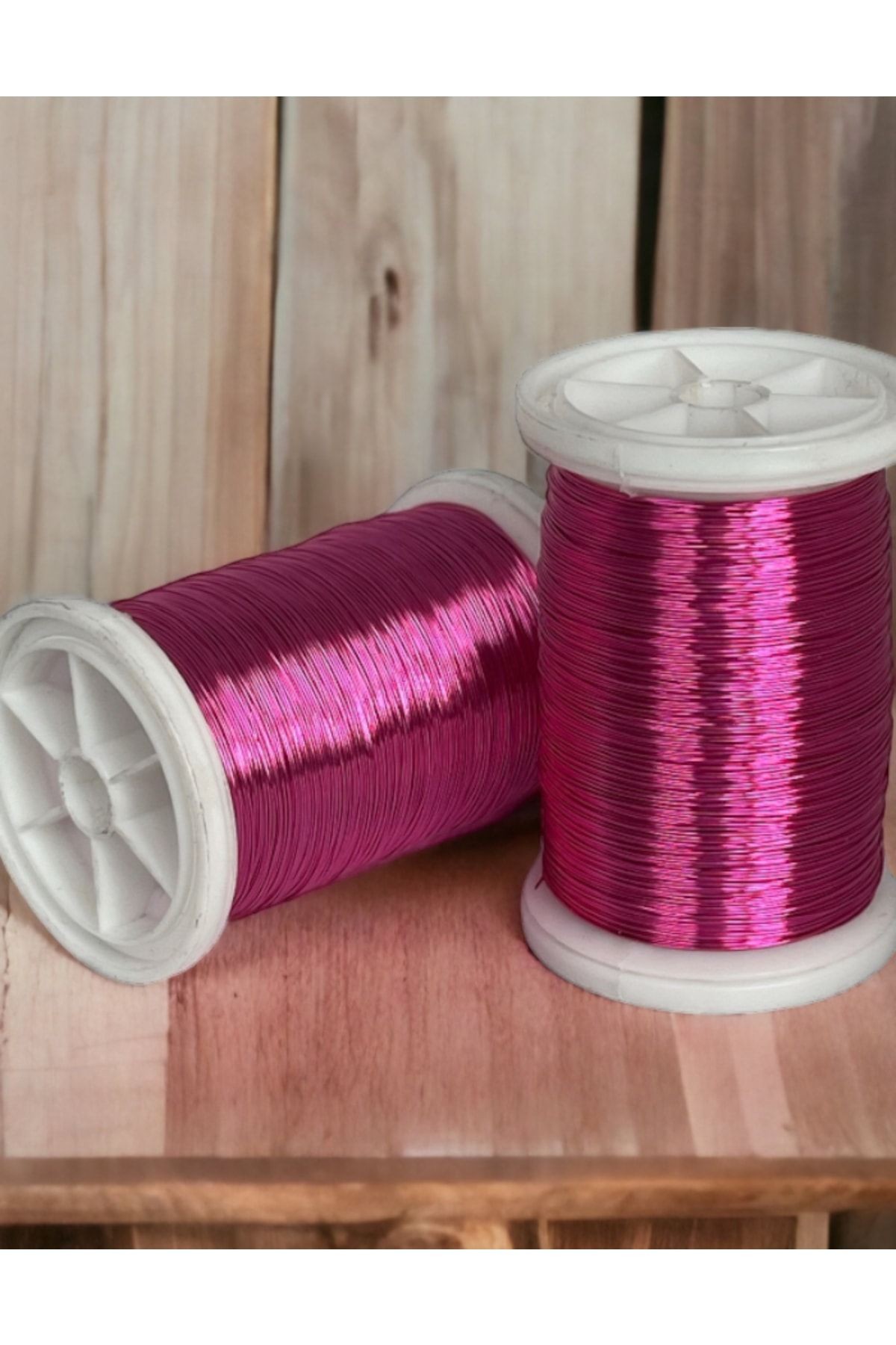 0.30mm NO-9 Bakır Üstü Gümüş Kaplı Koyu Pembe Renkli Filografi Teli