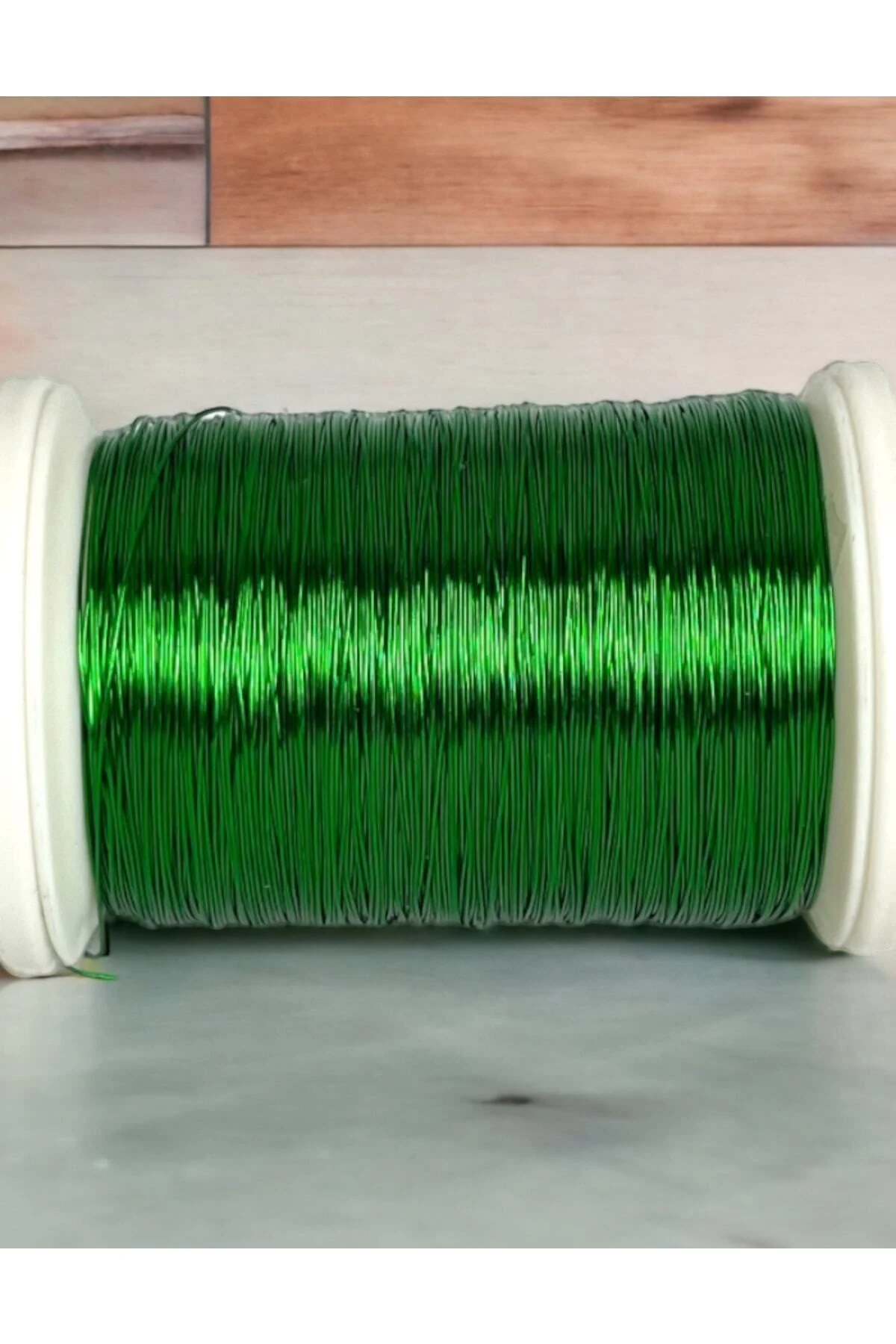 0.30mm NO-19 Bakır Üstü Gümüş Kaplı Parlak Yeşil Renkli Filografi Teli