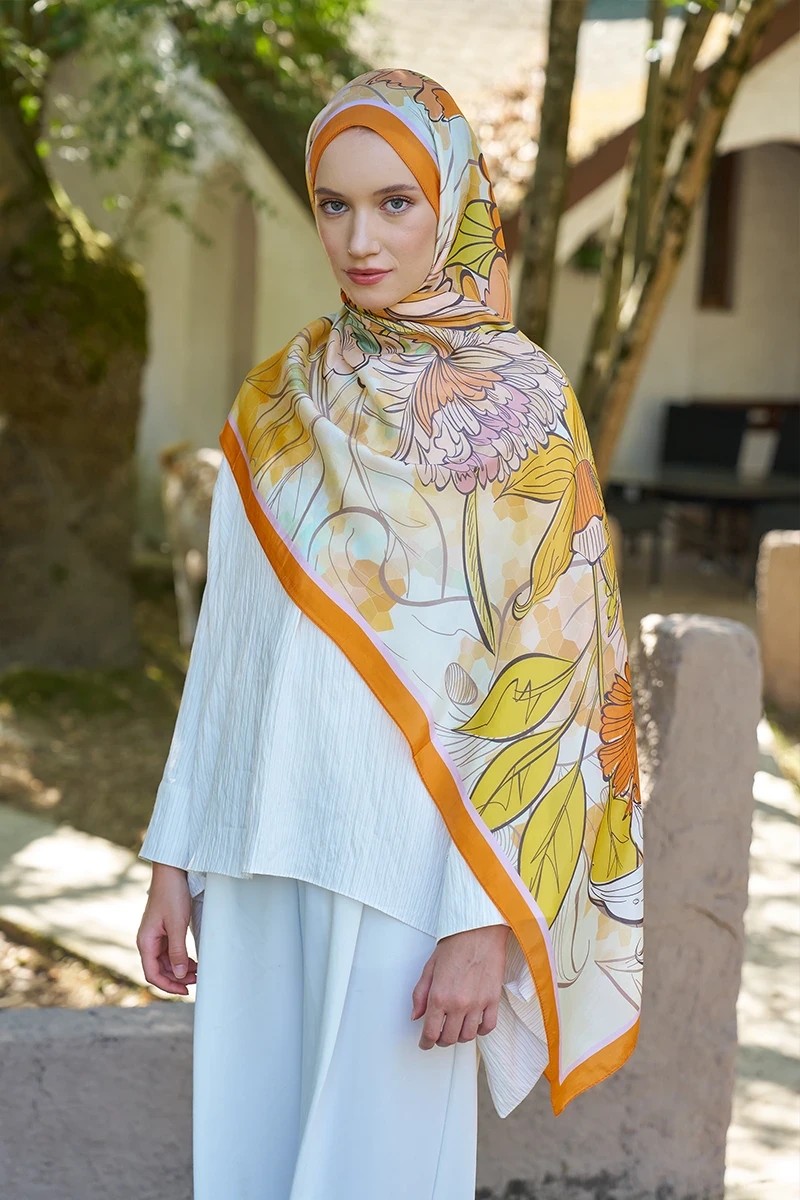 INSPİRED VELAROSE DESEN ŞAL - TURUNCU