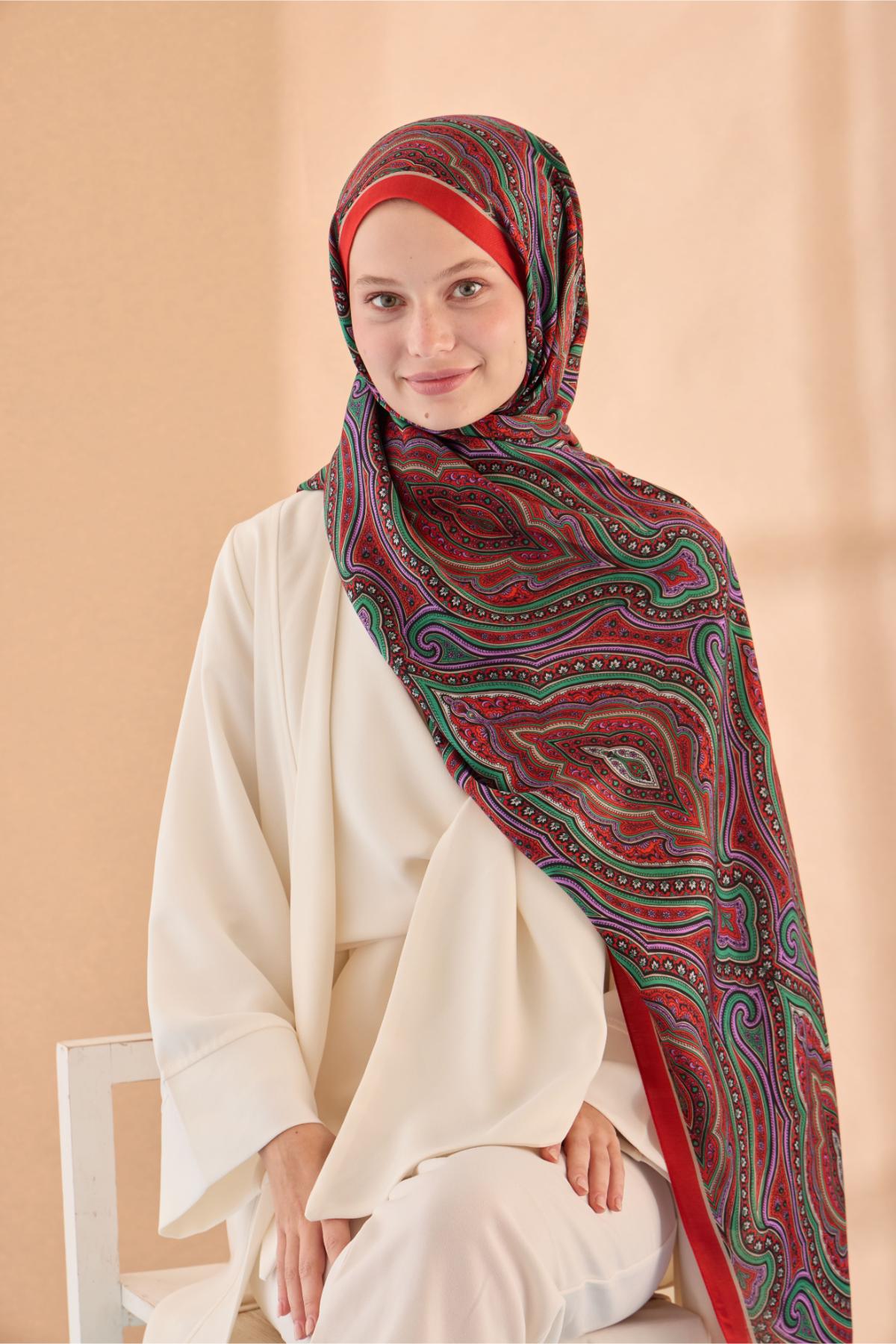 ORGANİK ETNİK DESEN ŞAL - PARLAK TURUNCU