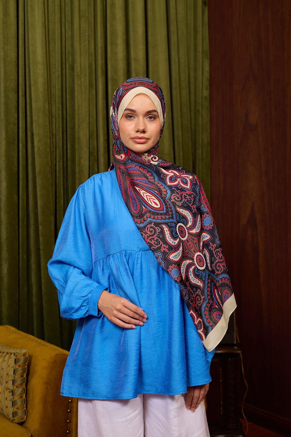 MARRAKECH SOFT ŞAL - LACİVERT BORDO