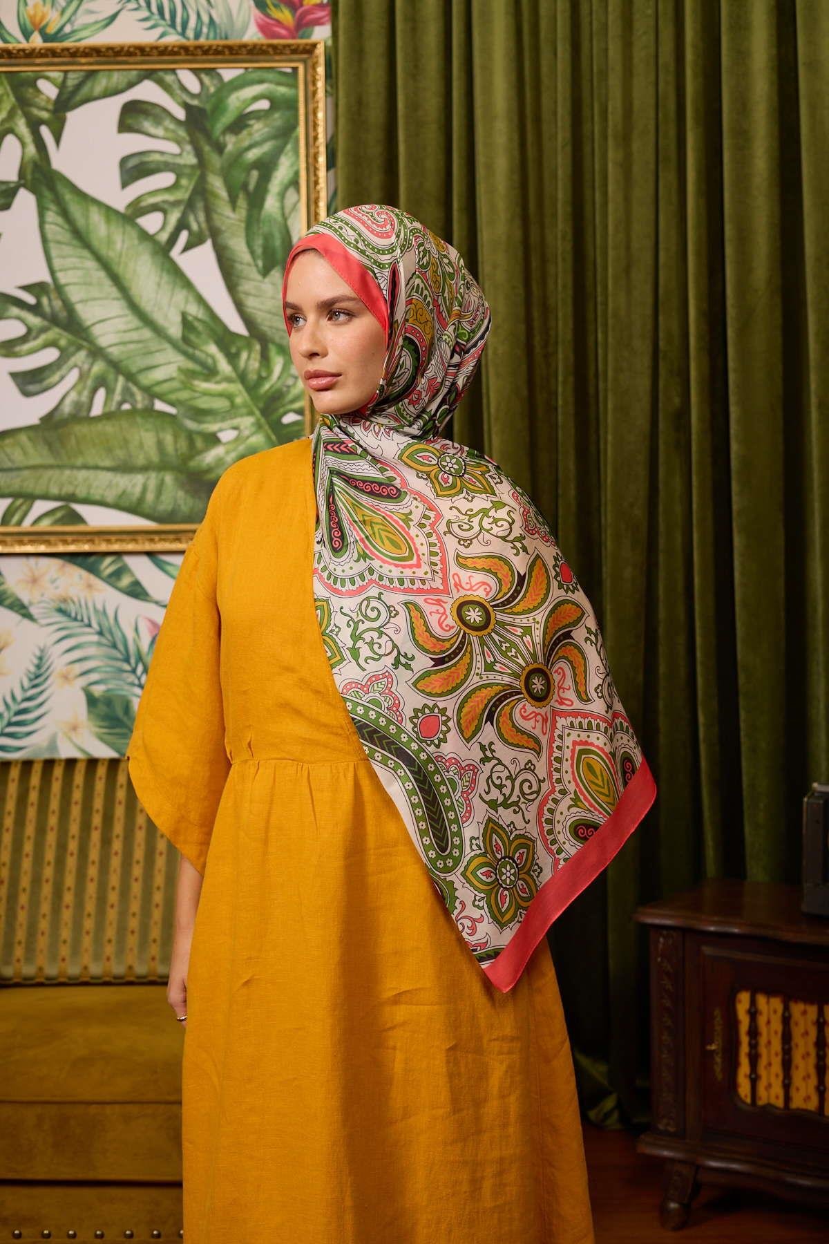 MARRAKECH SOFT ŞAL - SOFT PEMBE YEŞİL