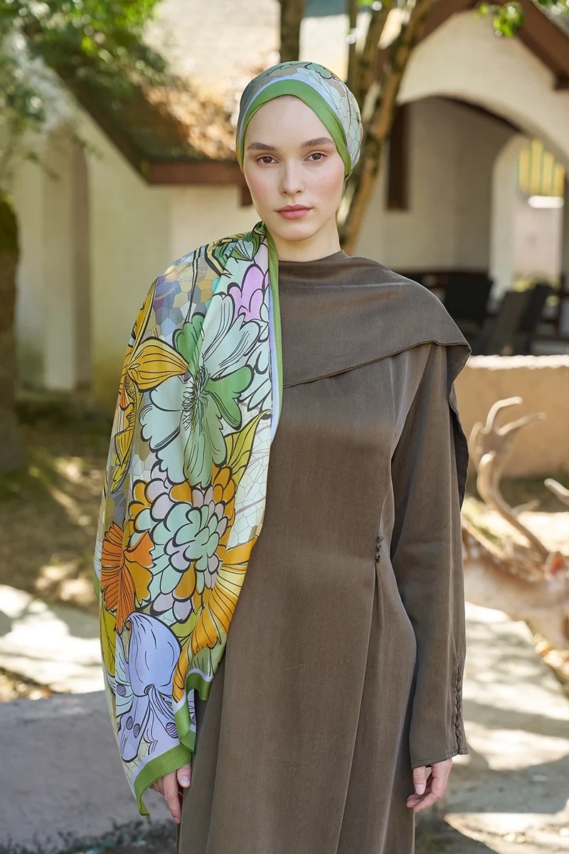 INSPİRED VELAROSE DESEN ŞAL - YEŞİL