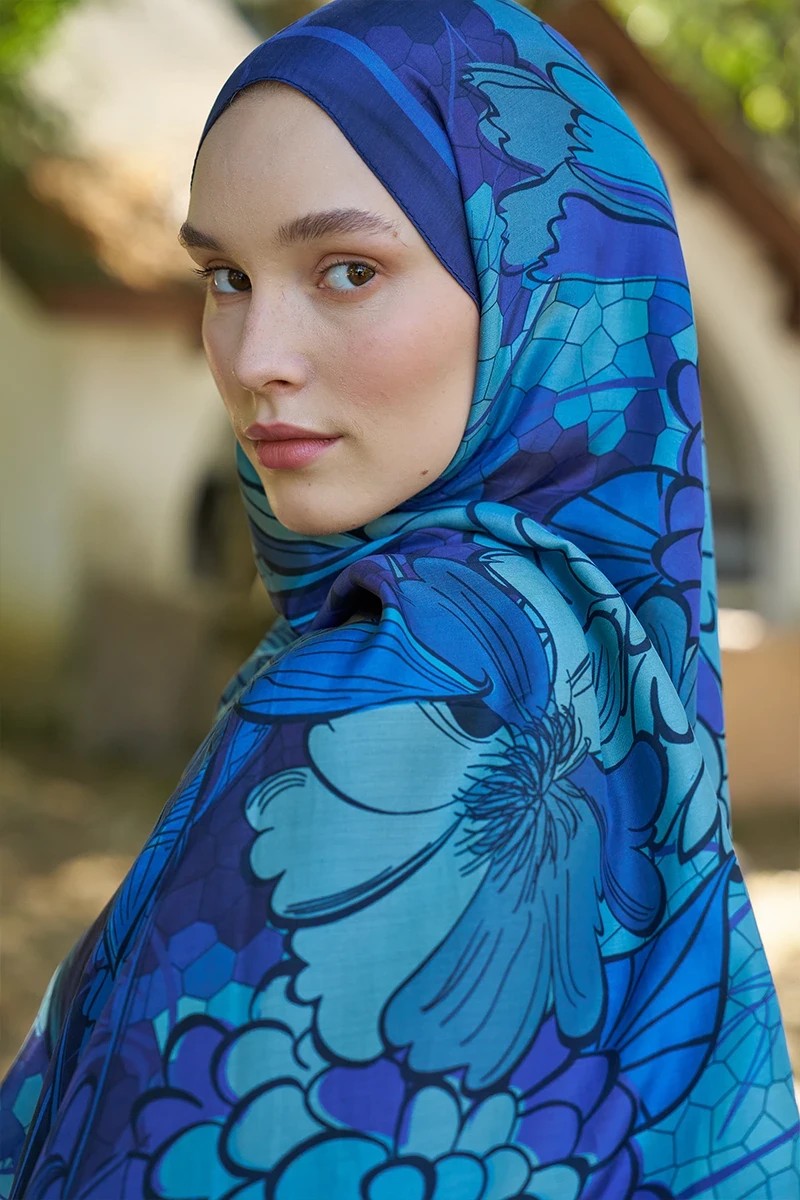 INSPİRED VELAROSE DESEN ŞAL - LACİVERT