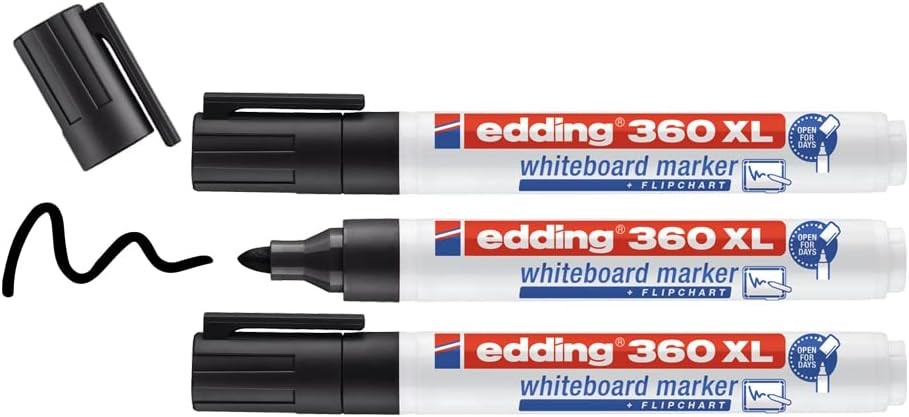 Edding 360 XL Yazı Tahtası Kalemi 3'lü Siyah