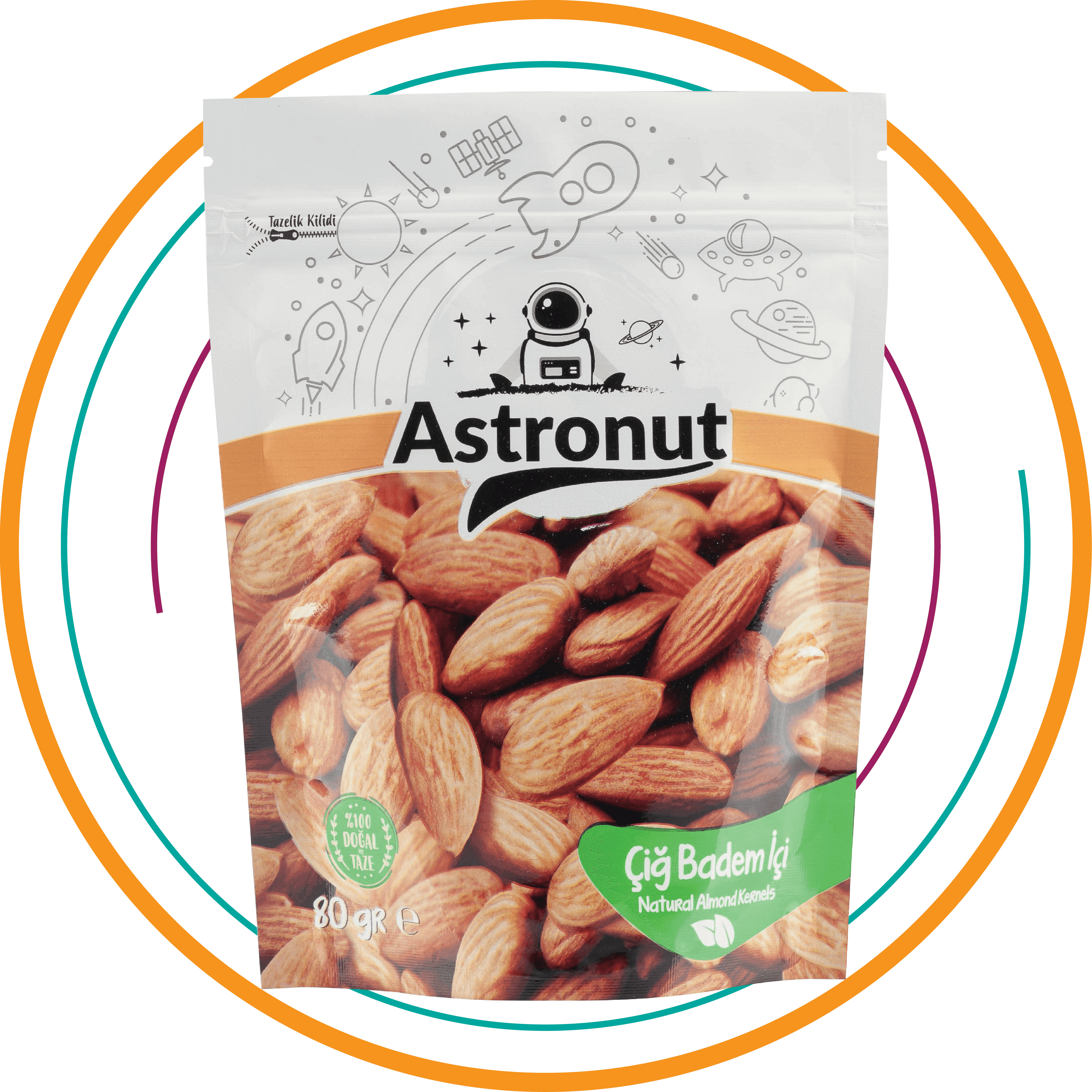 Astronut Badem içi Çiğ 80g (5 Adet)