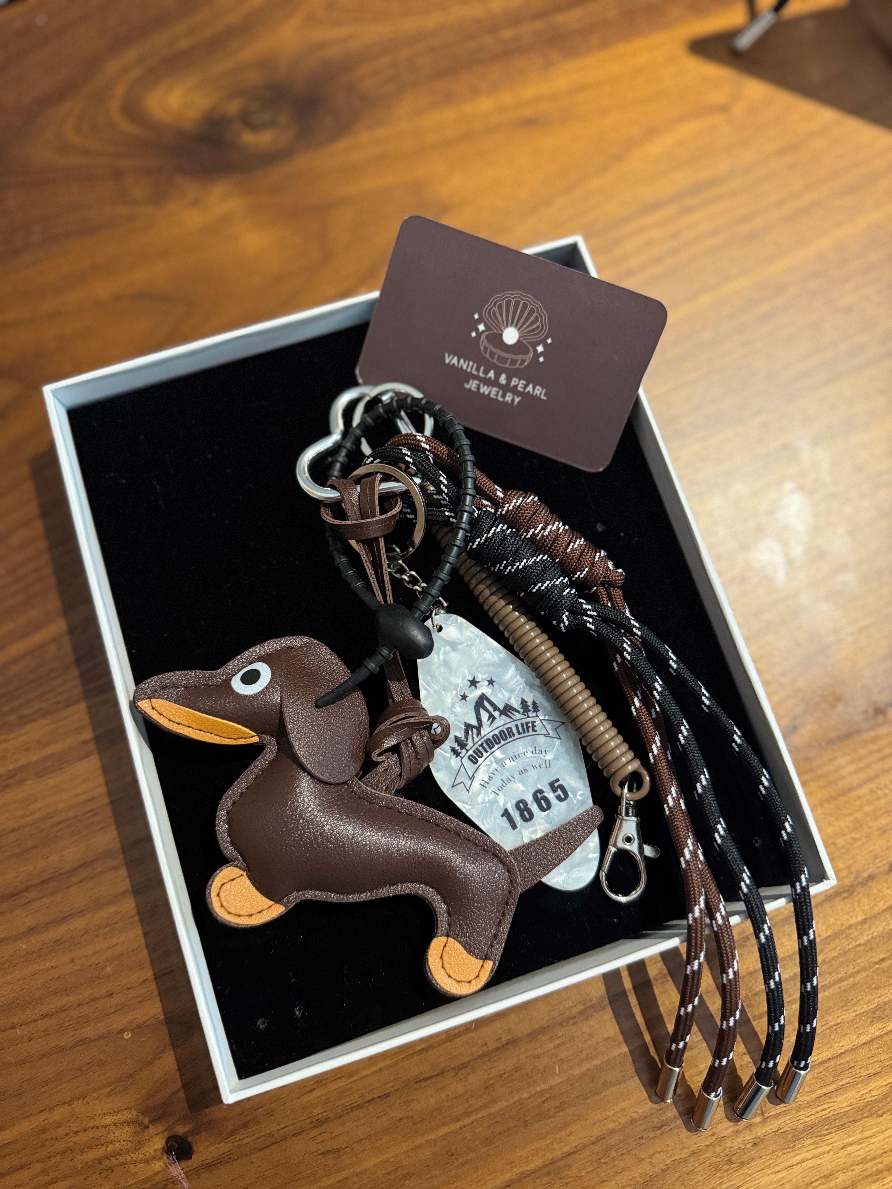 Köpek Detaylı Çanta Charm Seti