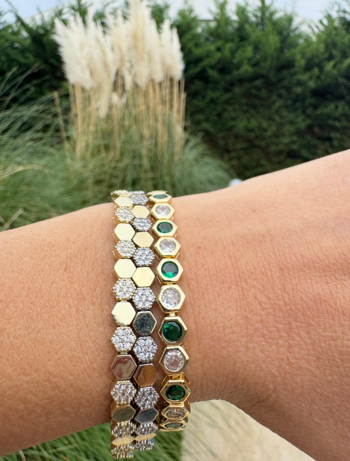 Aria Gold Zümrüt Bileklik