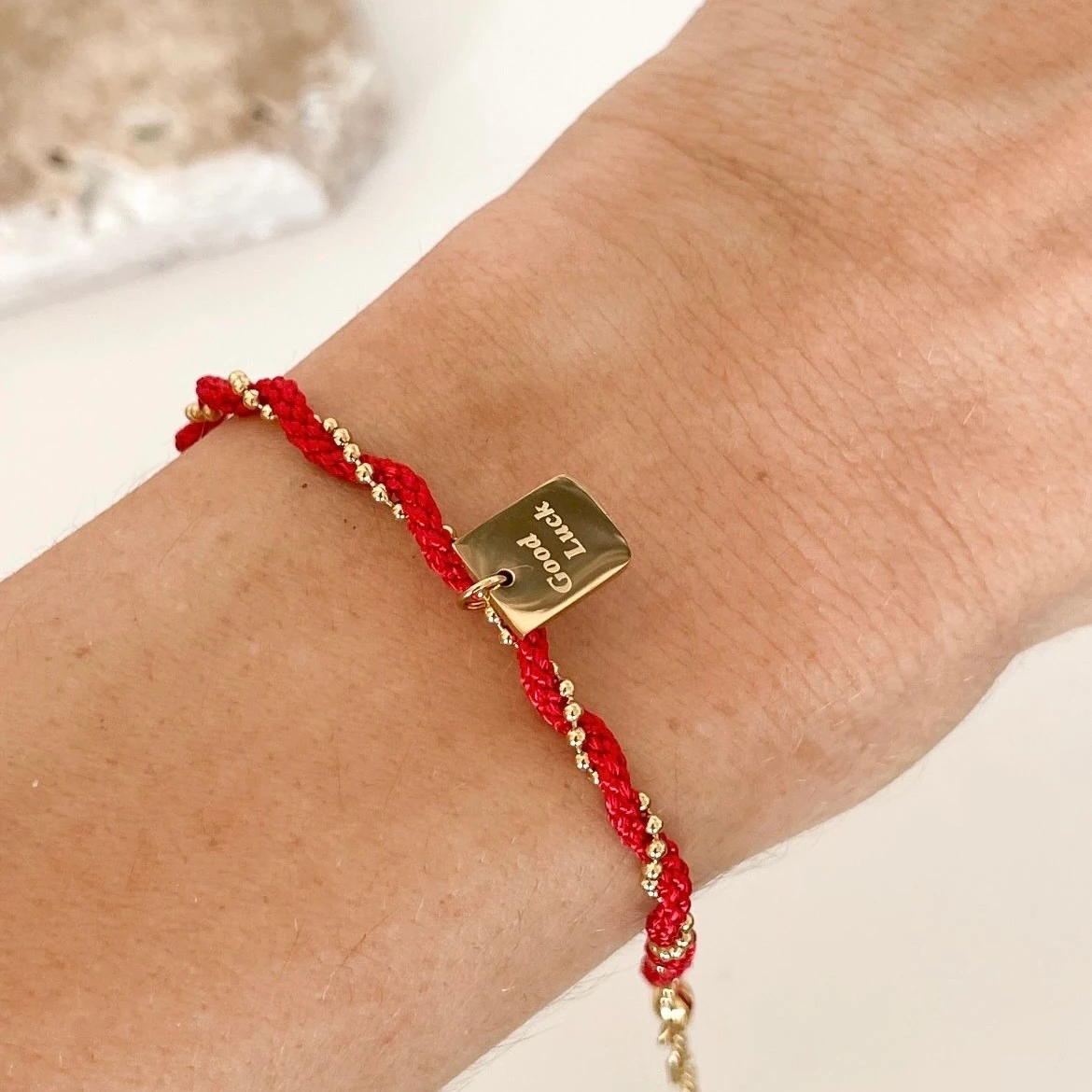 Çelik Kırmızı Good Luck Bileklik