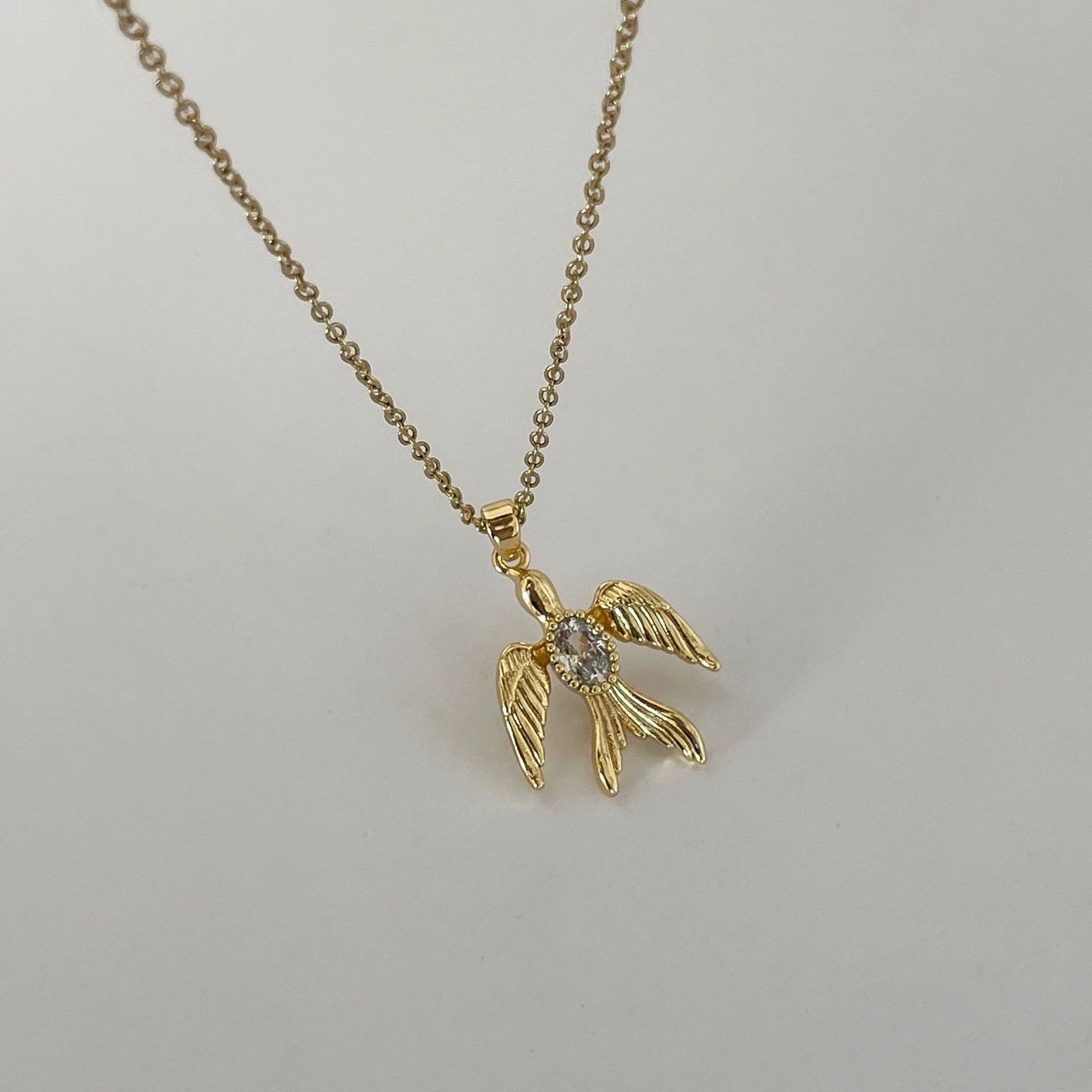 Çelik Işıltılı Kuş Sembol Kolye