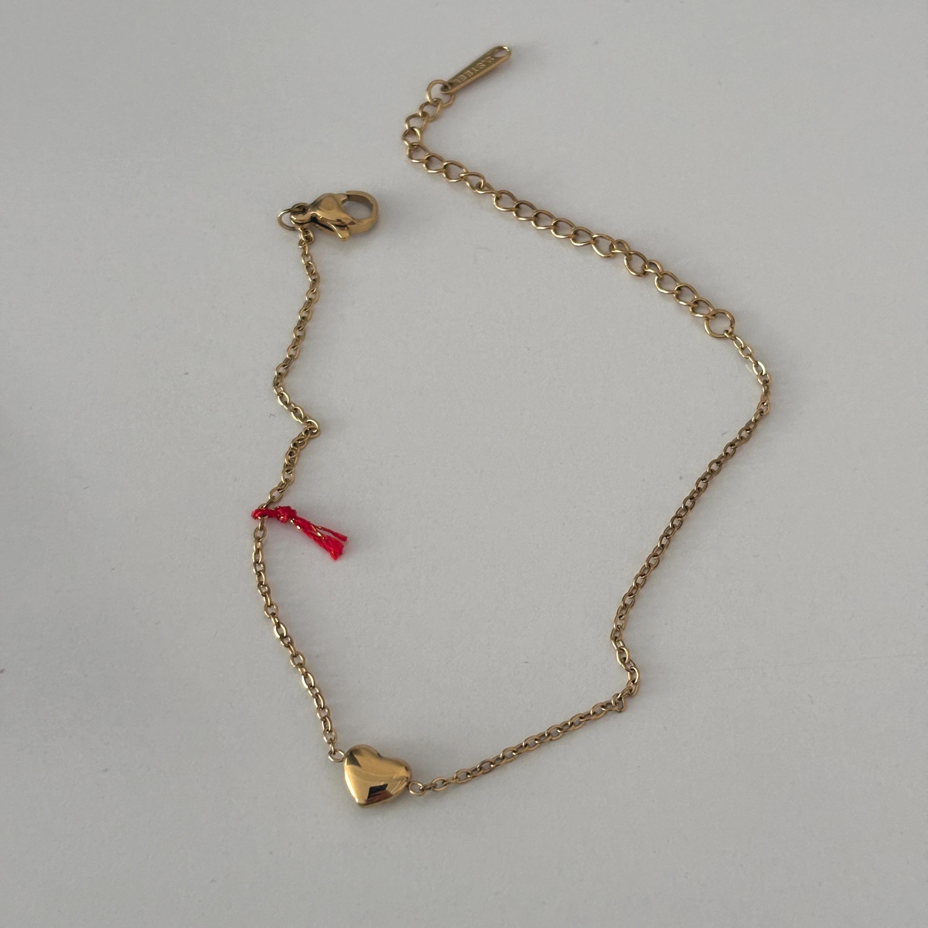 Çelik Minimal Kırmızı İpli Bileklik