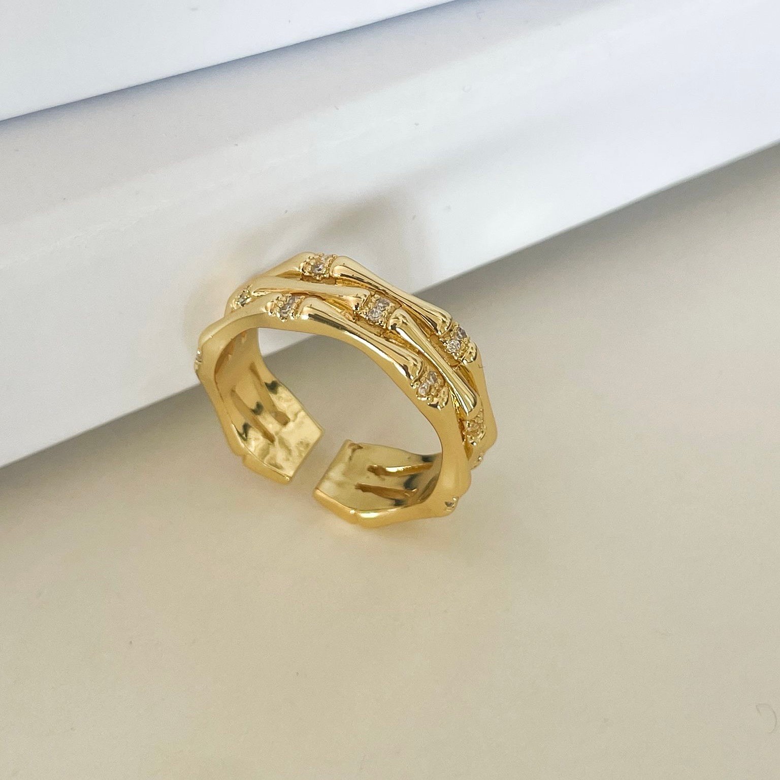 14k Altın Kaplama Ayarlanabilir Kemik Yüzük