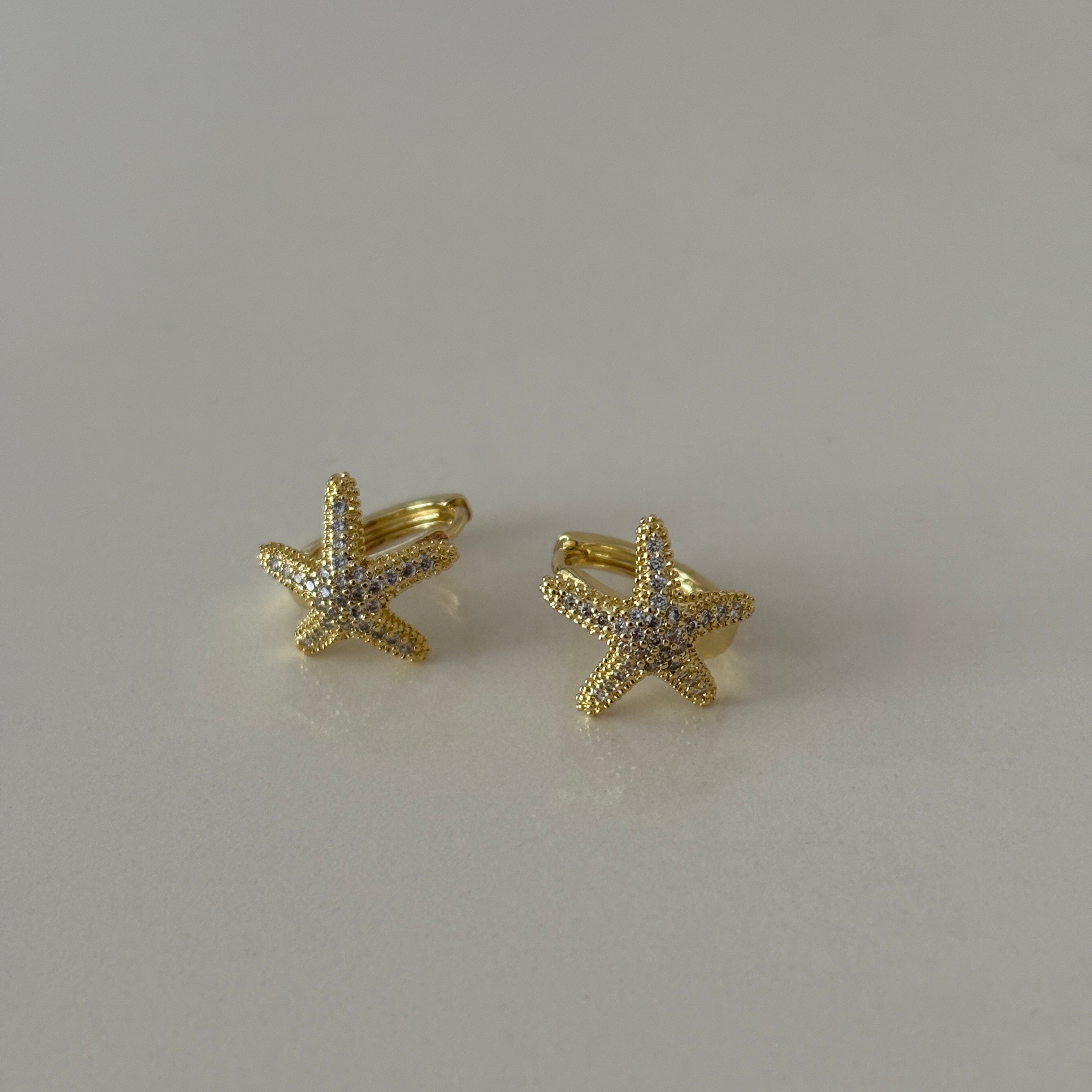 Vip 14k Taşlı Denizyıldızı Mini Halka Küpe