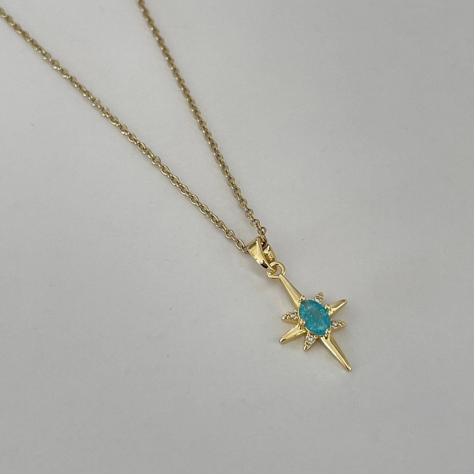 Çelik Mavi Taş Kutup Yıldızı Kolye