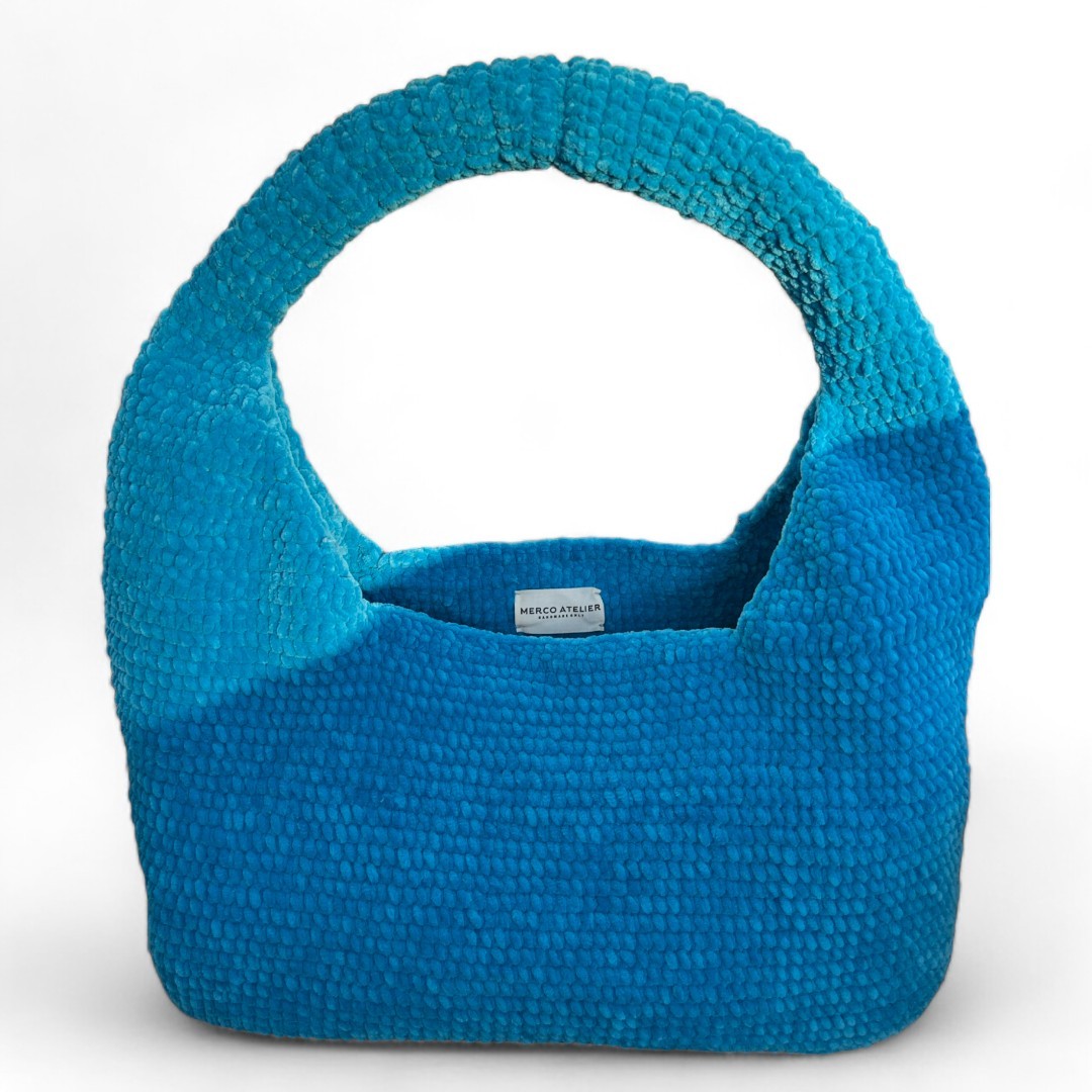 AQUA LARGE CROCHET BAG