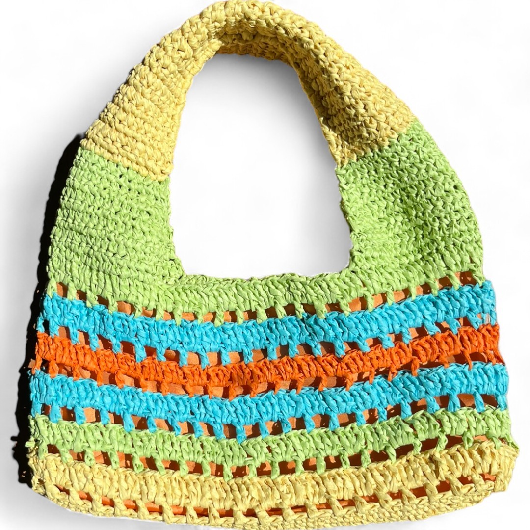 PISTACHIO CROCHET RAFIA BAG 