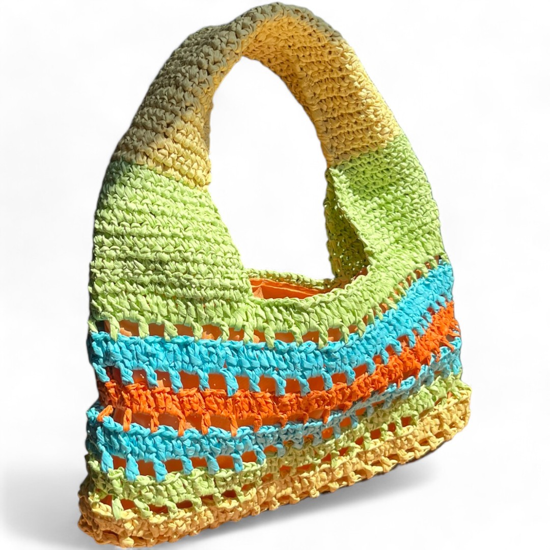 PISTACHIO CROCHET RAFIA BAG 