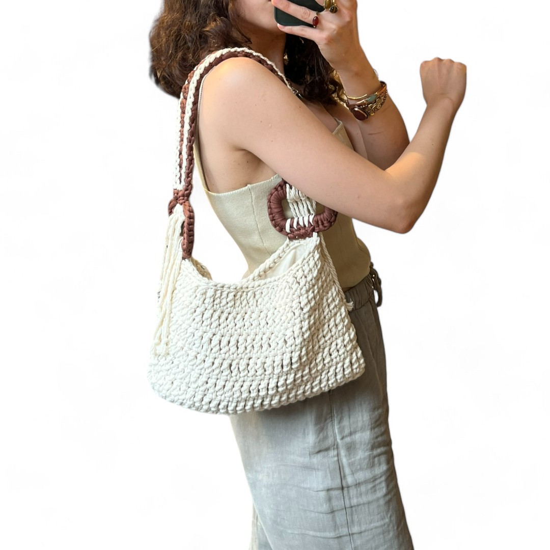 ETHNIC MAKROME CROCHET SHOULDER BAG 