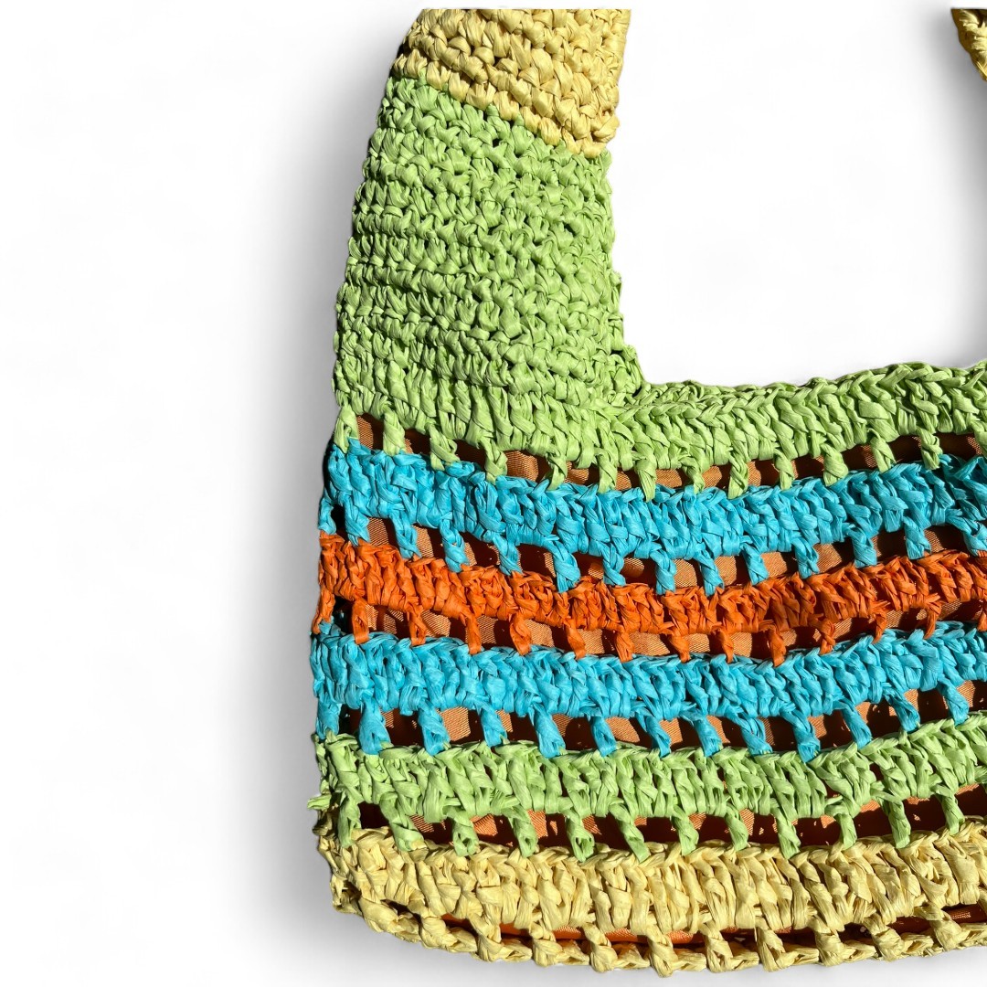 PISTACHIO CROCHET RAFIA BAG 