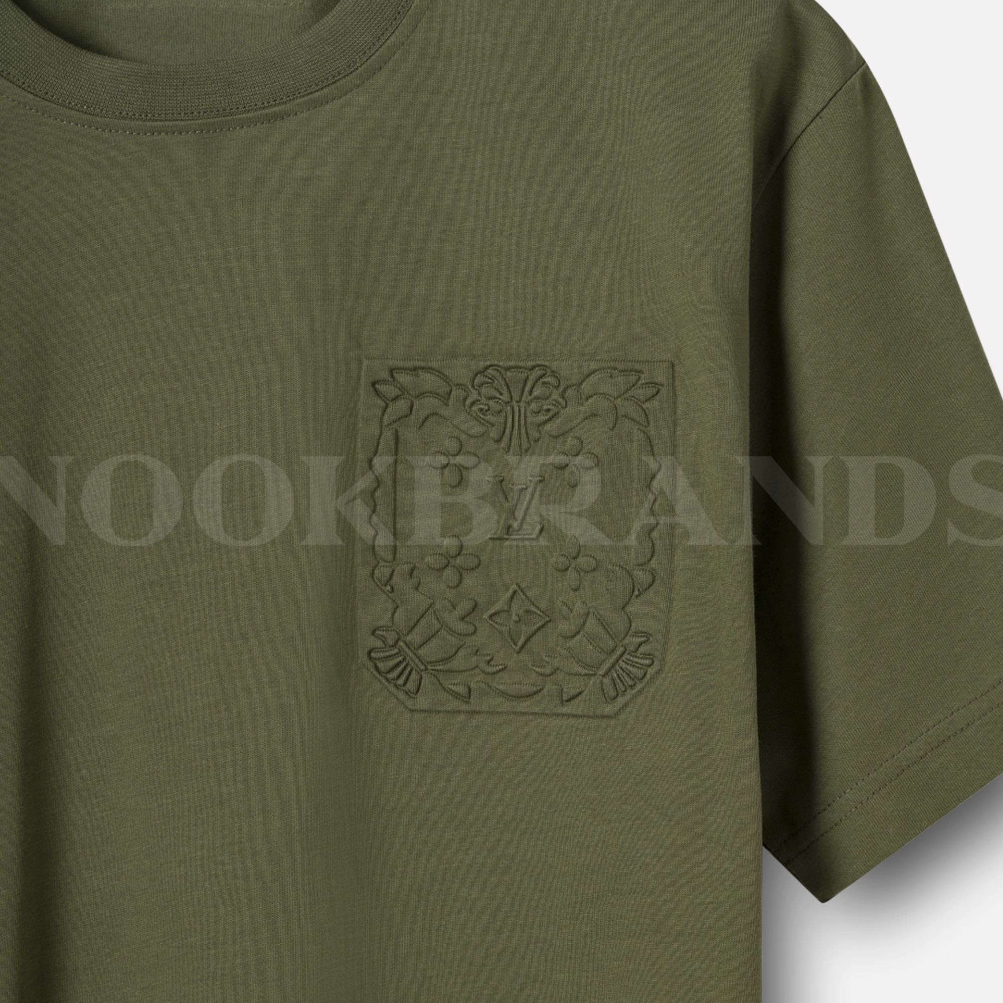 Kabartmalı Logo Haki Erkek T-shirt