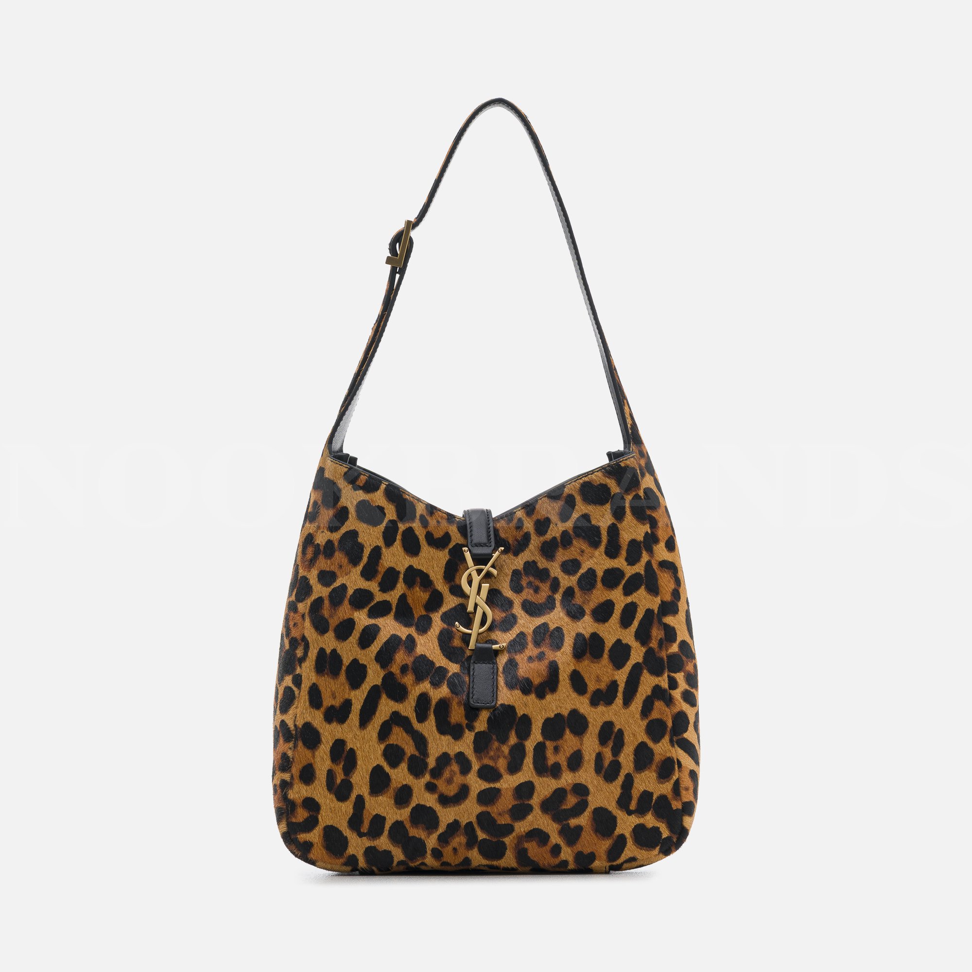 Le 5 A 7 Small YSL Hobo Bag in Leopard-Print Calf Hair 
